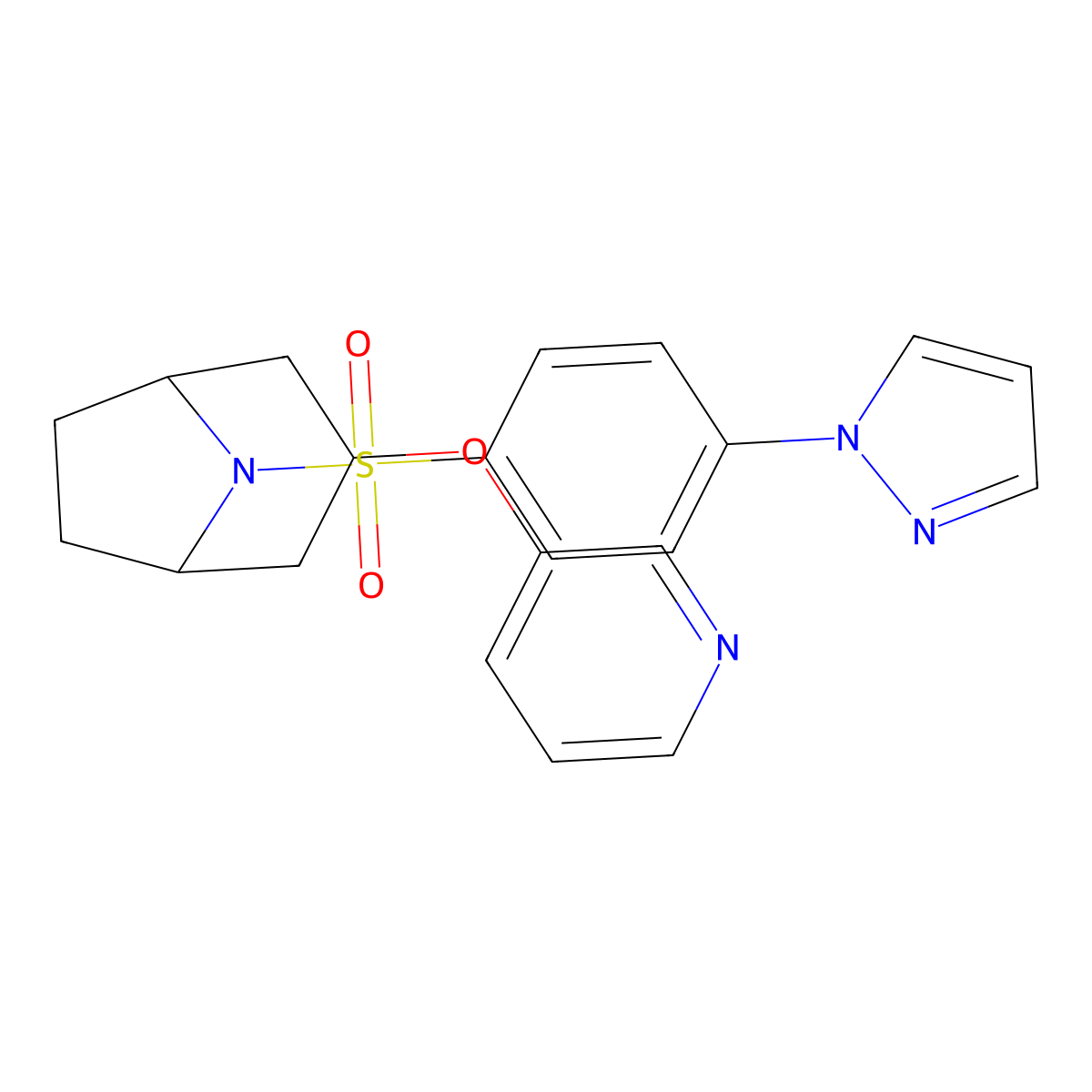 (1R,5S)-8-((4-(1H-pyrazol-1-yl)phenyl)sulfonyl)-3-(pyridin-3-yloxy)-8-azabicyclo[3.2.1]octane molecular structure, CAS 2108575-80-8