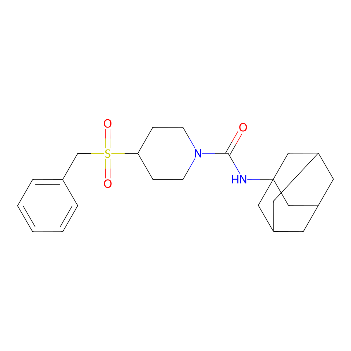 N-(adamantan-1-yl)-4-phenylmethanesulfonylpiperidine-1-carboxamide molecular structure, CAS 2108576-04-9