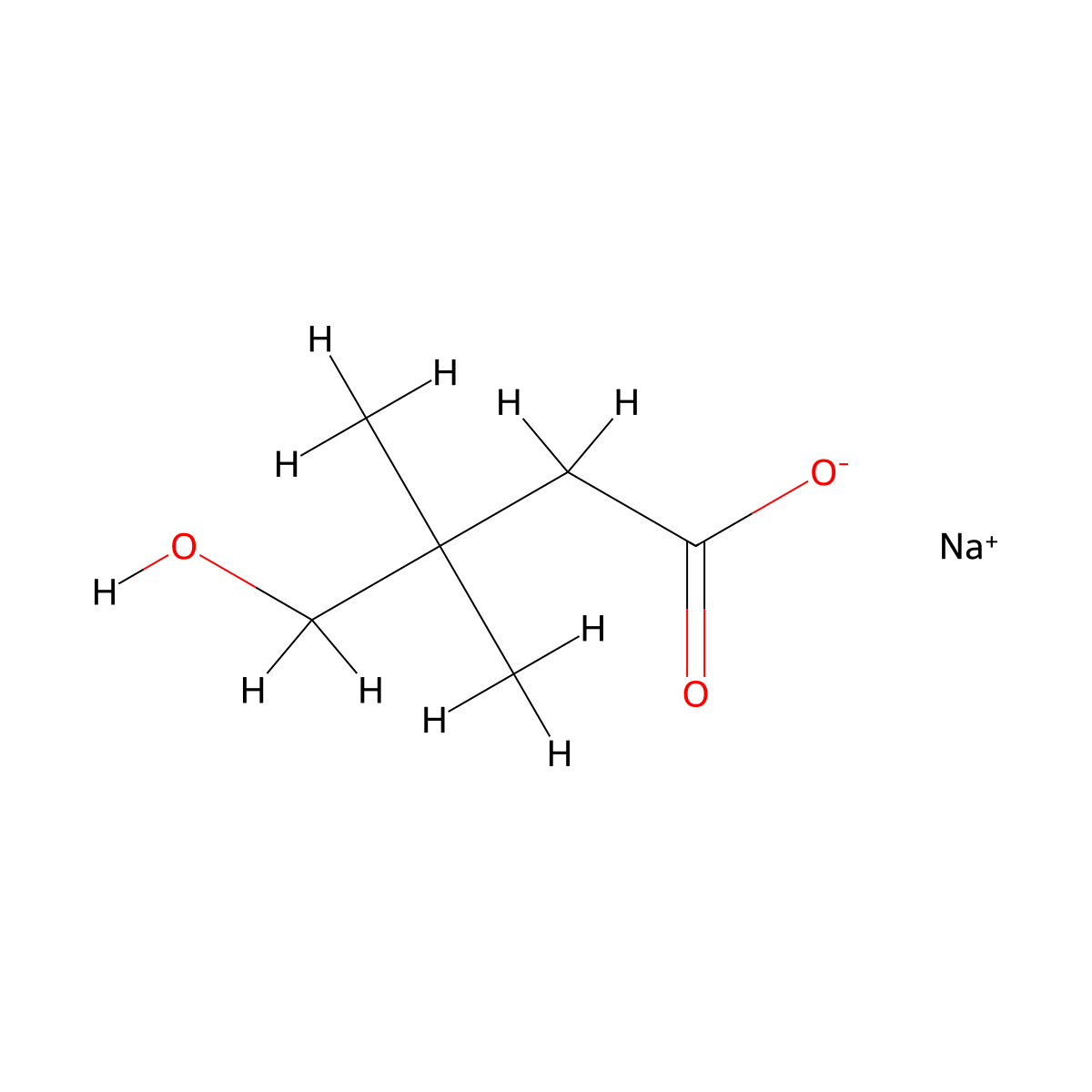 Sodium 4-hydroxy-3,3-dimethylbutanoate molecular structure, CAS 2108576-19-6