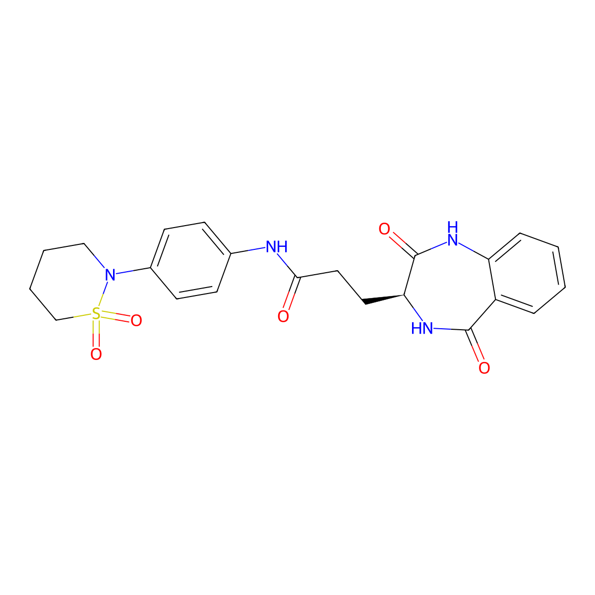 N-[4-(1,1-dioxido-1,2-thiazinan-2-yl)phenyl]-3-(2,5-dioxo-2,3,4,5-tetrahydro-1H-1,4-benzodiazepin-3-yl)propanamide molecular structure, CAS 2108580-11-4