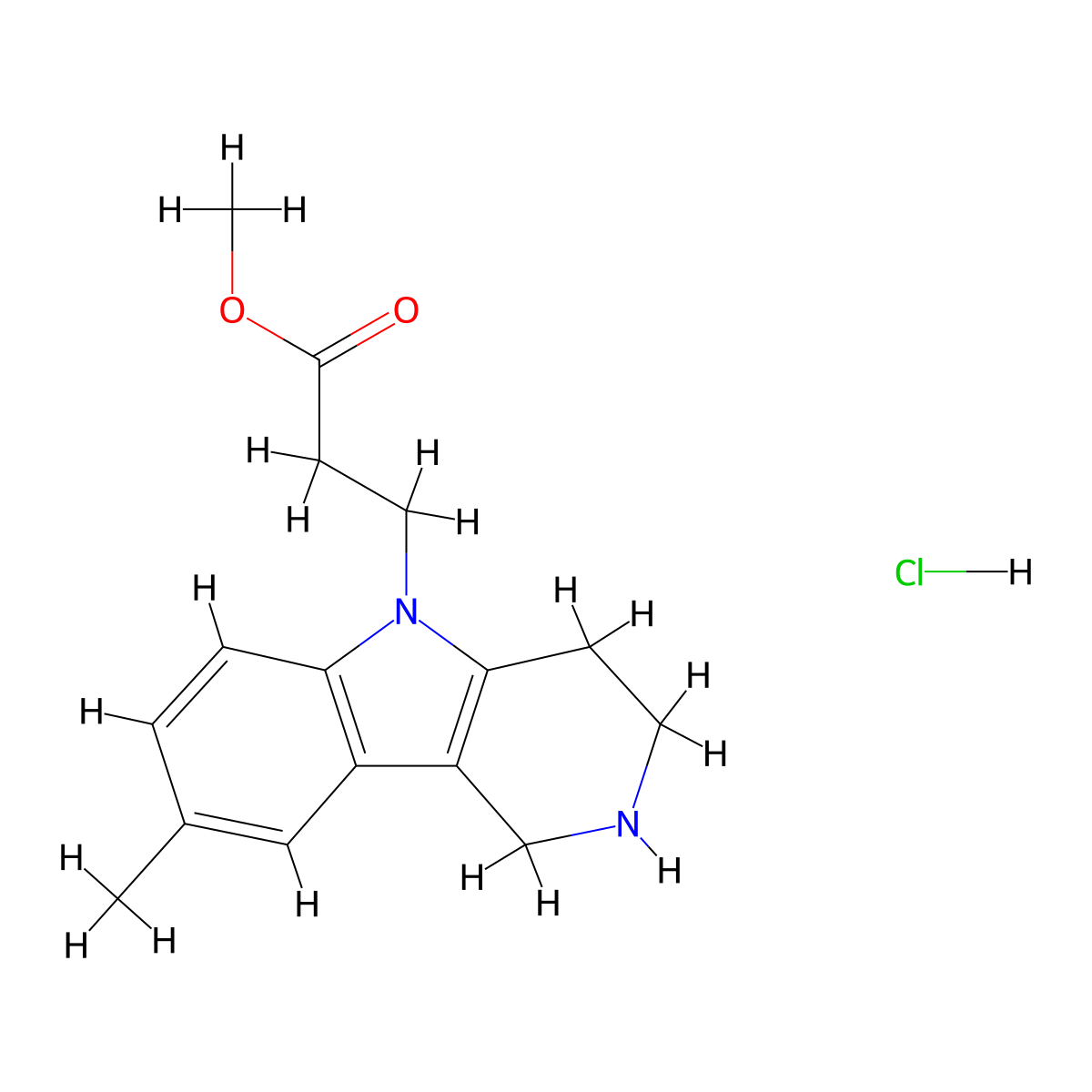 Methyl 3-(8-methyl-1,2,3,4-tetrahydro-5H-pyrido[4,3-b]indol-5-yl)propanoate hydrochloride molecular structure, CAS 2108599-85-3