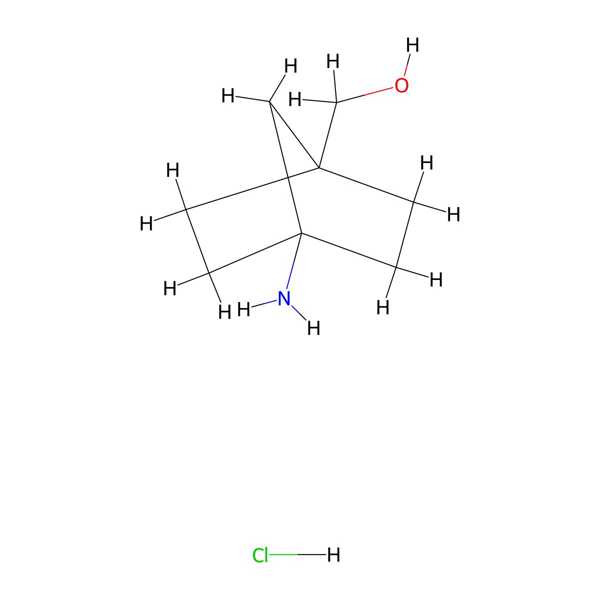 (4-Aminobicyclo[2.2.1]heptan-1-yl)methanol hydrochloride molecular structure, CAS 2108646-59-7