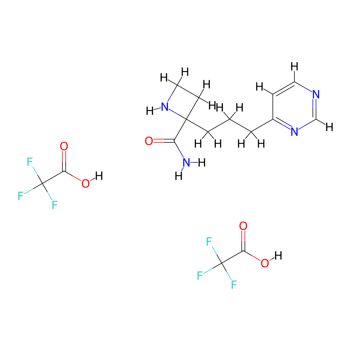 2-(3-Pyrimidin-4-ylpropyl)azetidine-2-carboxamide bis(trifluoroacetate) molecular structure, CAS 2108655-91-8