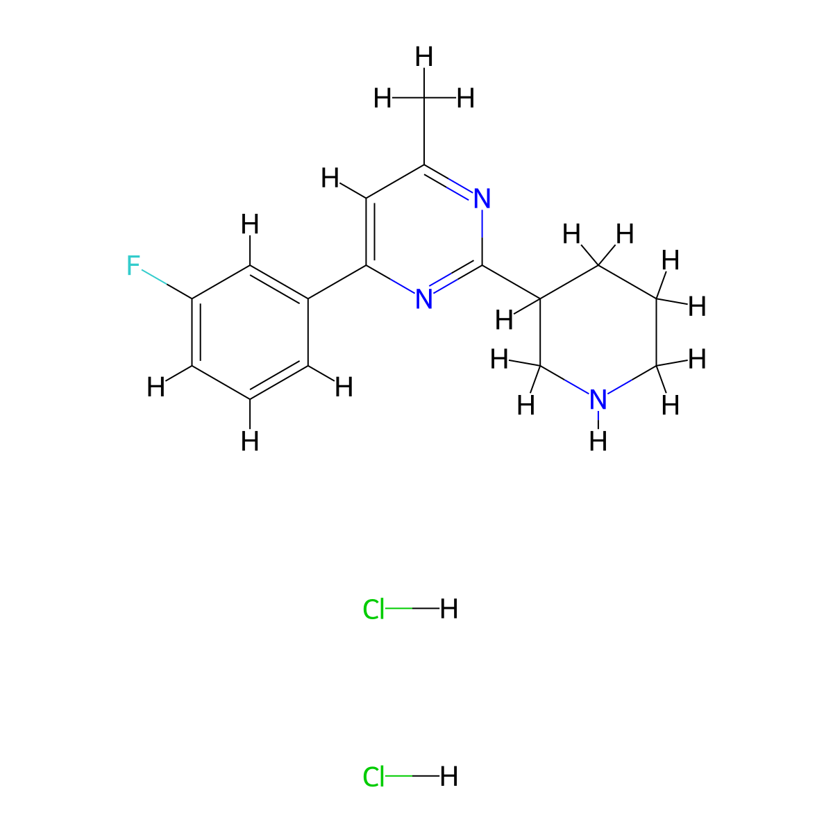 4-(3-Fluorophenyl)-6-methyl-2-piperidin-3-ylpyrimidine dihydrochloride molecular structure, CAS 2108656-08-0