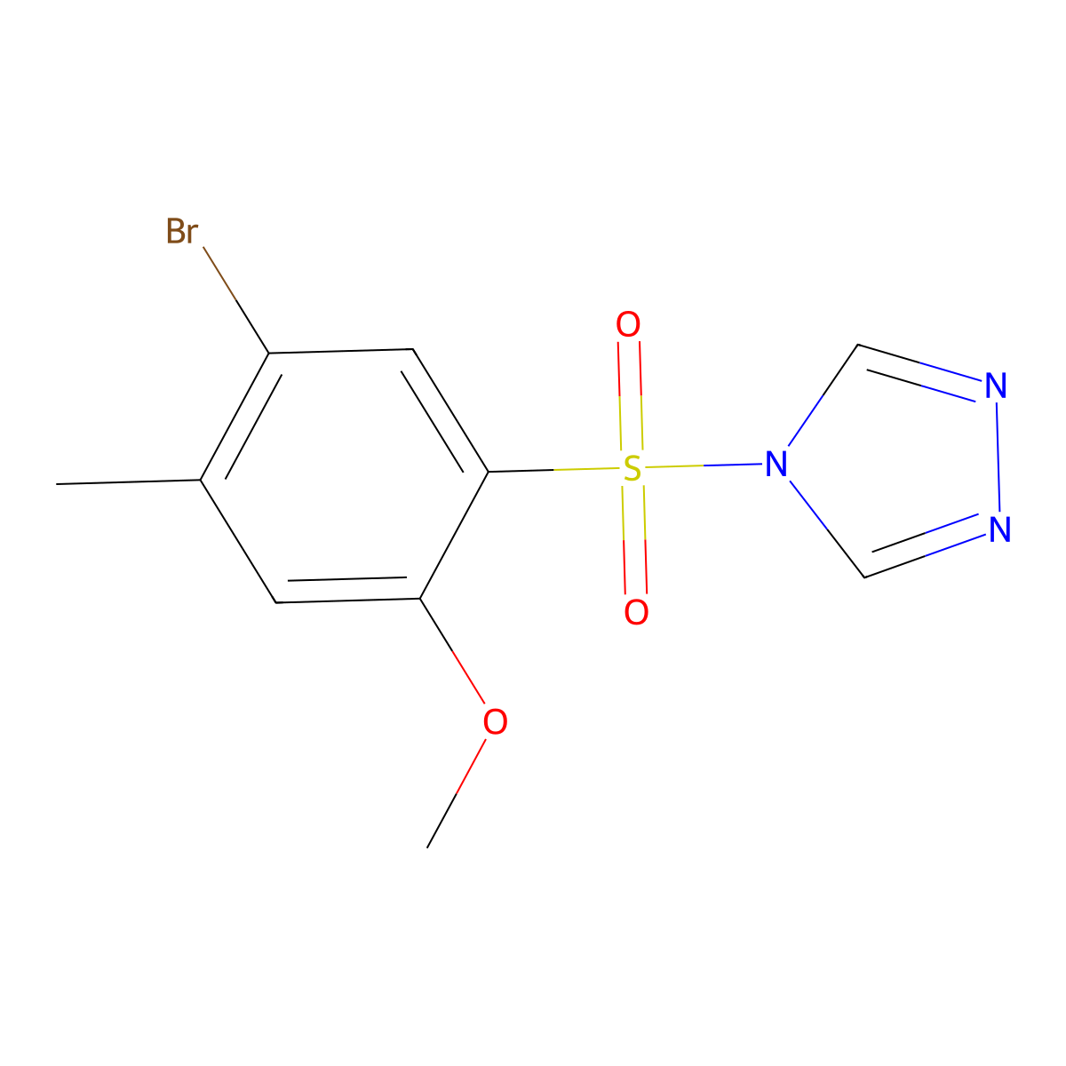 4-(5-bromo-2-methoxy-4-methylbenzenesulfonyl)-4H-1,2,4-triazole molecular structure, CAS 2108670-85-3