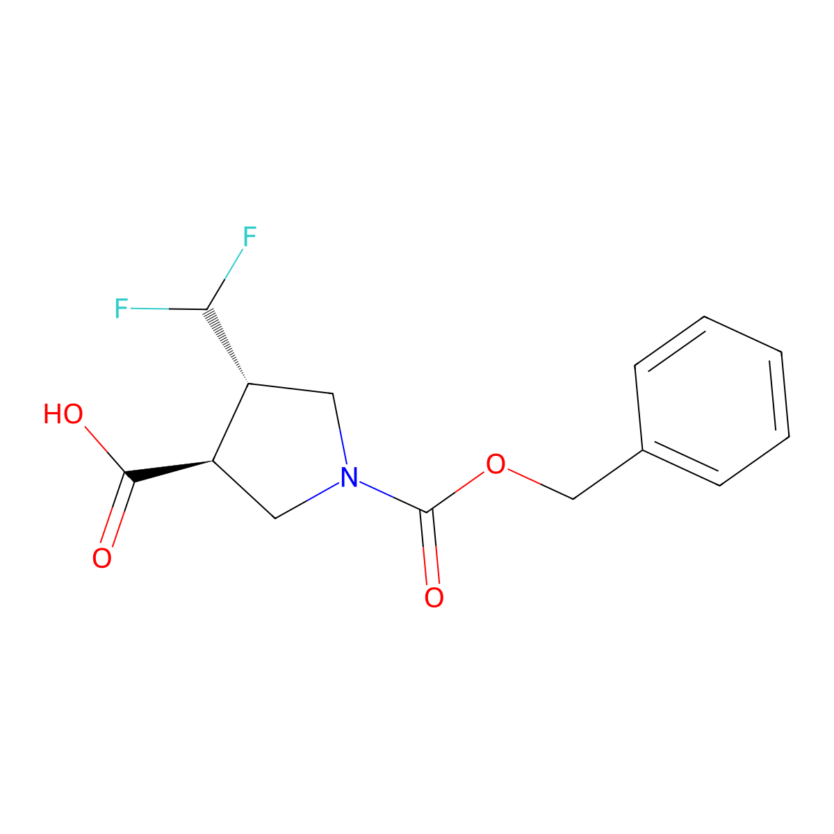 rac-(3R,4R)-1-((benzyloxy)carbonyl)-4-(difluoromethyl)pyrrolidine-3-carboxylic acid molecular structure, CAS 2108676-11-3