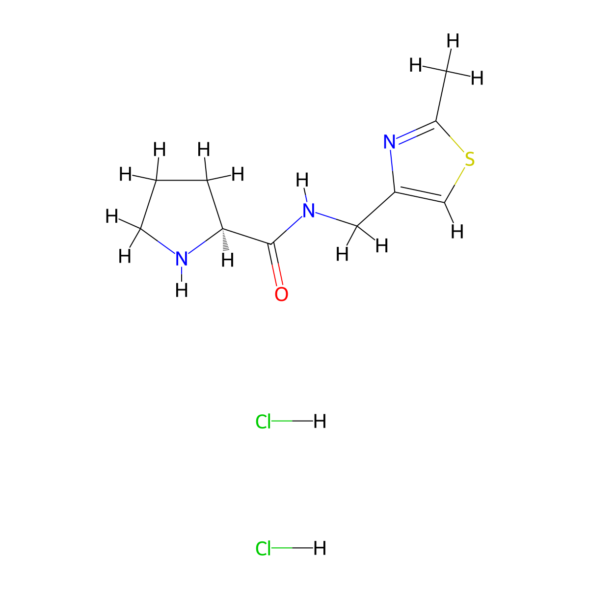 N-[(2-Methyl-1,3-thiazol-4-yl)methyl]-L-prolinamide dihydrochloride molecular structure, CAS 2108692-54-0