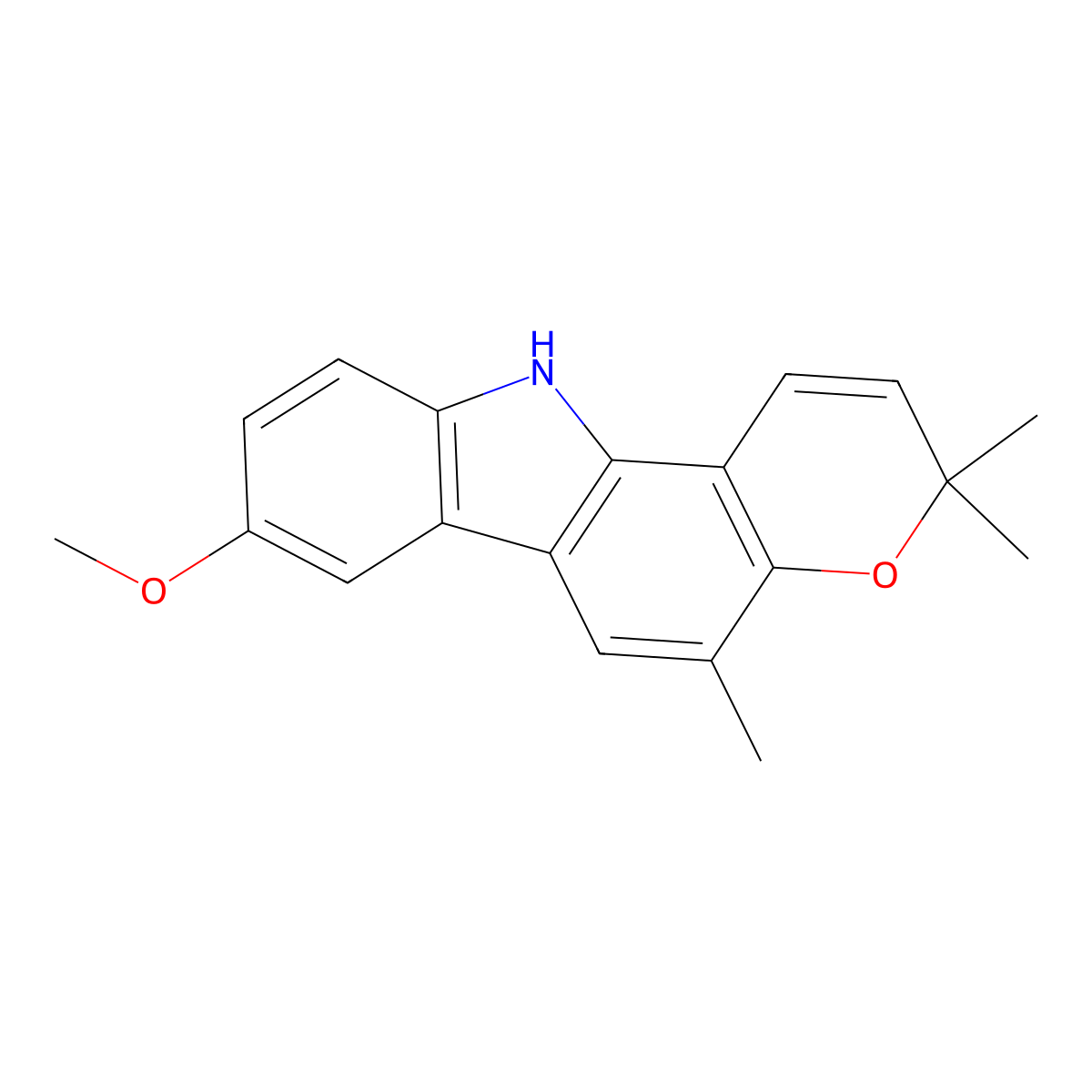 8-methoxy-3,3,5-trimethyl-11H-pyrano(3,2-a)carbazole molecular structure, CAS 21087-98-9