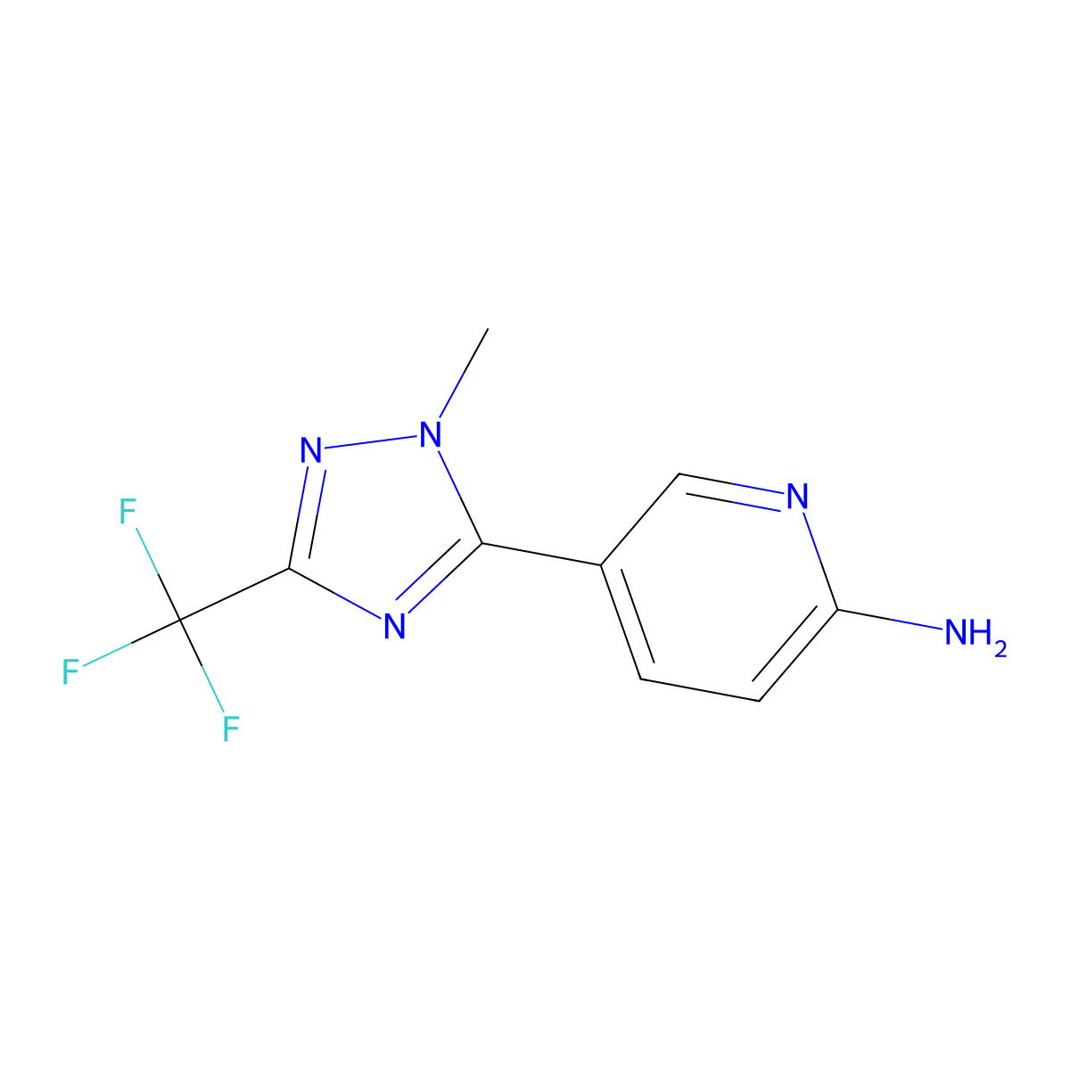 5-[1-methyl-3-(trifluoromethyl)-1H-1,2,4-triazol-5-yl]pyridin-2-amine molecular structure, CAS 2108703-64-4