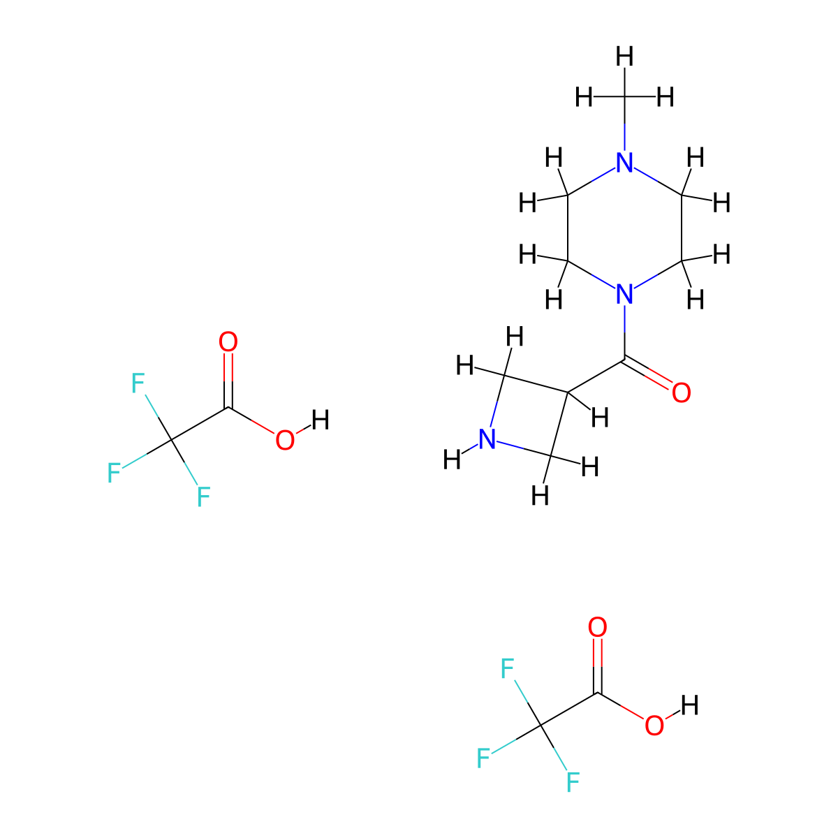 1-(Azetidin-3-ylcarbonyl)-4-methylpiperazine bis(trifluoroacetate) molecular structure, CAS 2108705-23-1