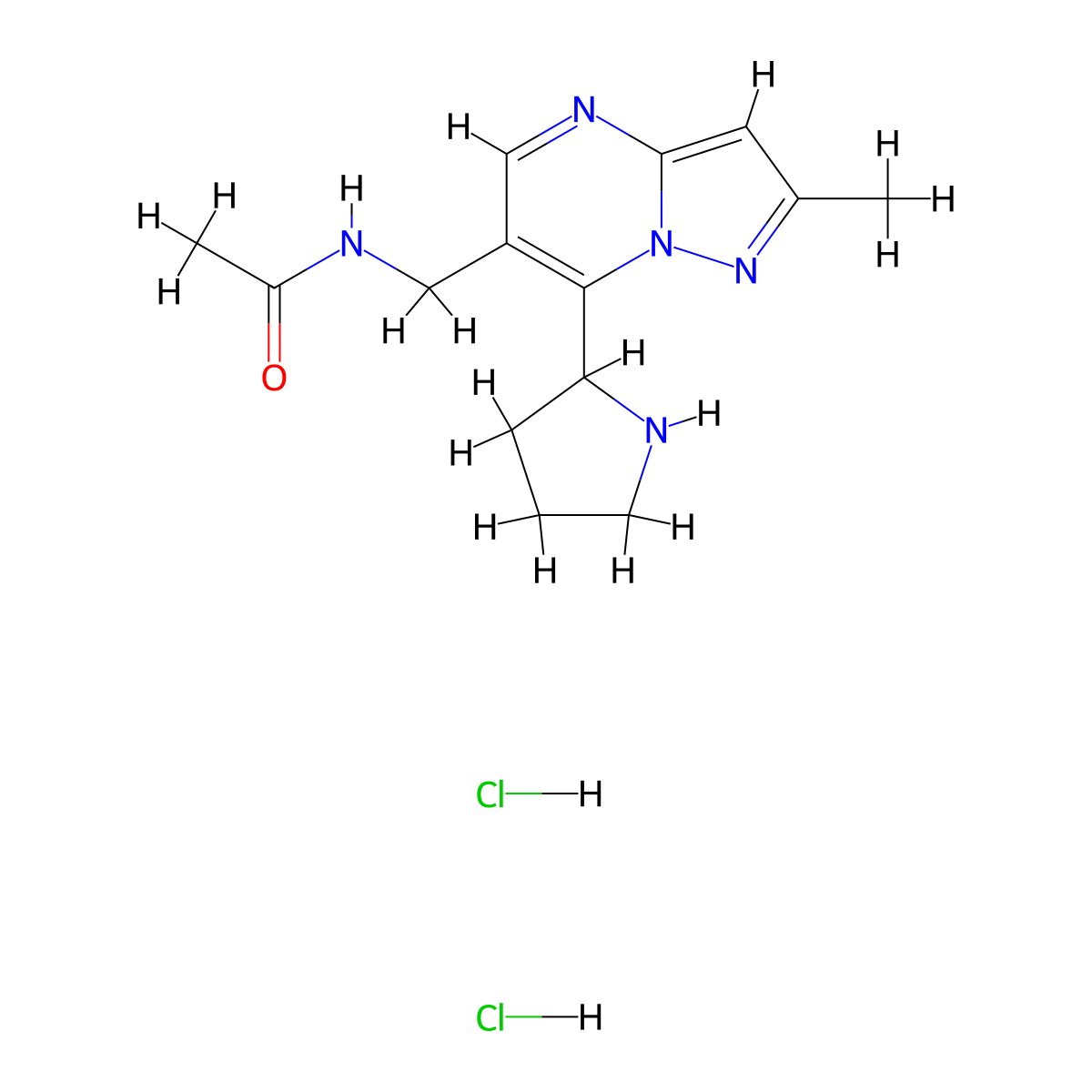 N-[(2-Methyl-7-pyrrolidin-2-ylpyrazolo[1,5-a]pyrimidin-6-yl)methyl]acetamide dihydrochloride molecular structure, CAS 2108705-38-8