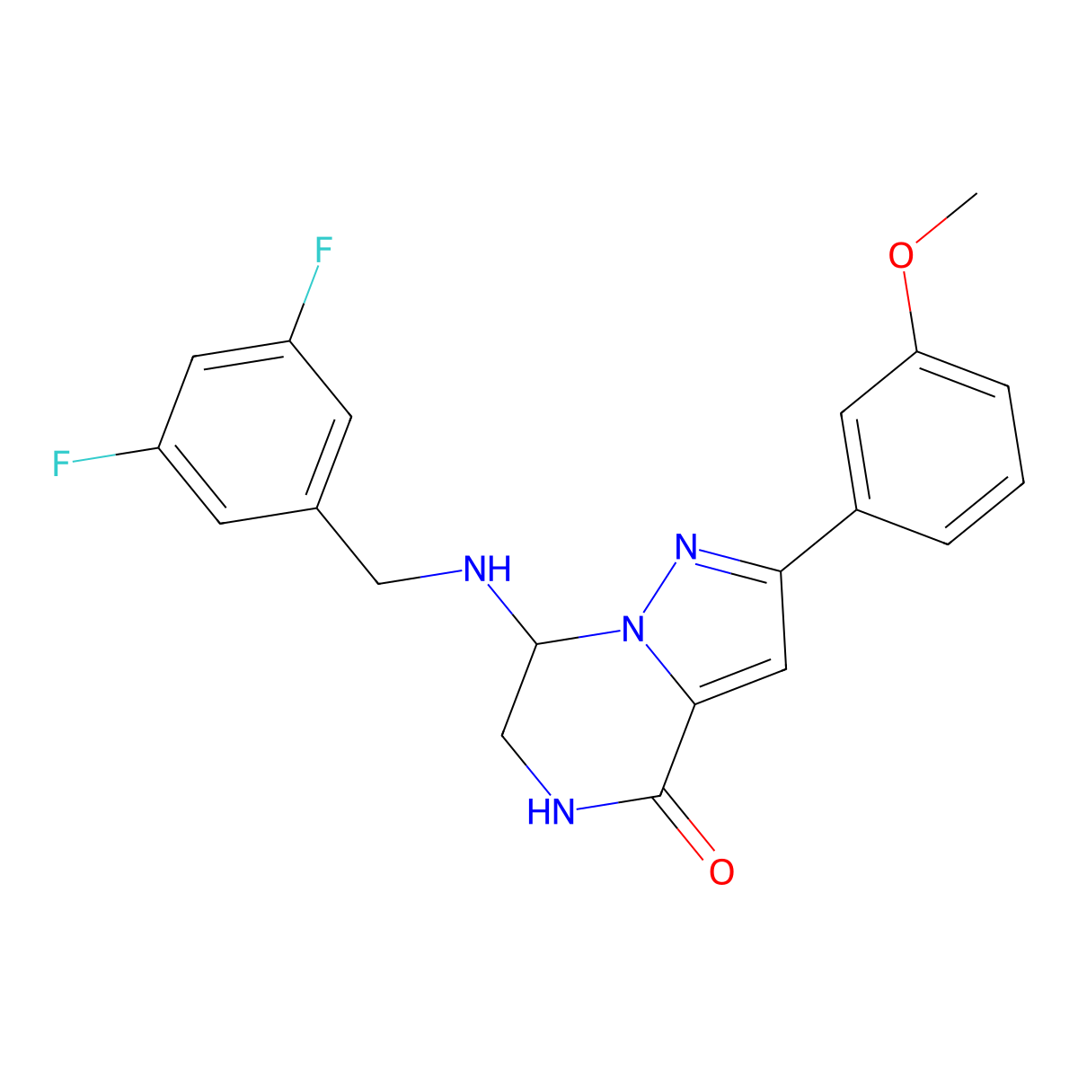 7-{[(3,5-difluorophenyl)methyl]amino}-2-(3-methoxyphenyl)-4H,5H,6H,7H-pyrazolo[1,5-a]pyrazin-4-one molecular structure, CAS 2108711-97-1