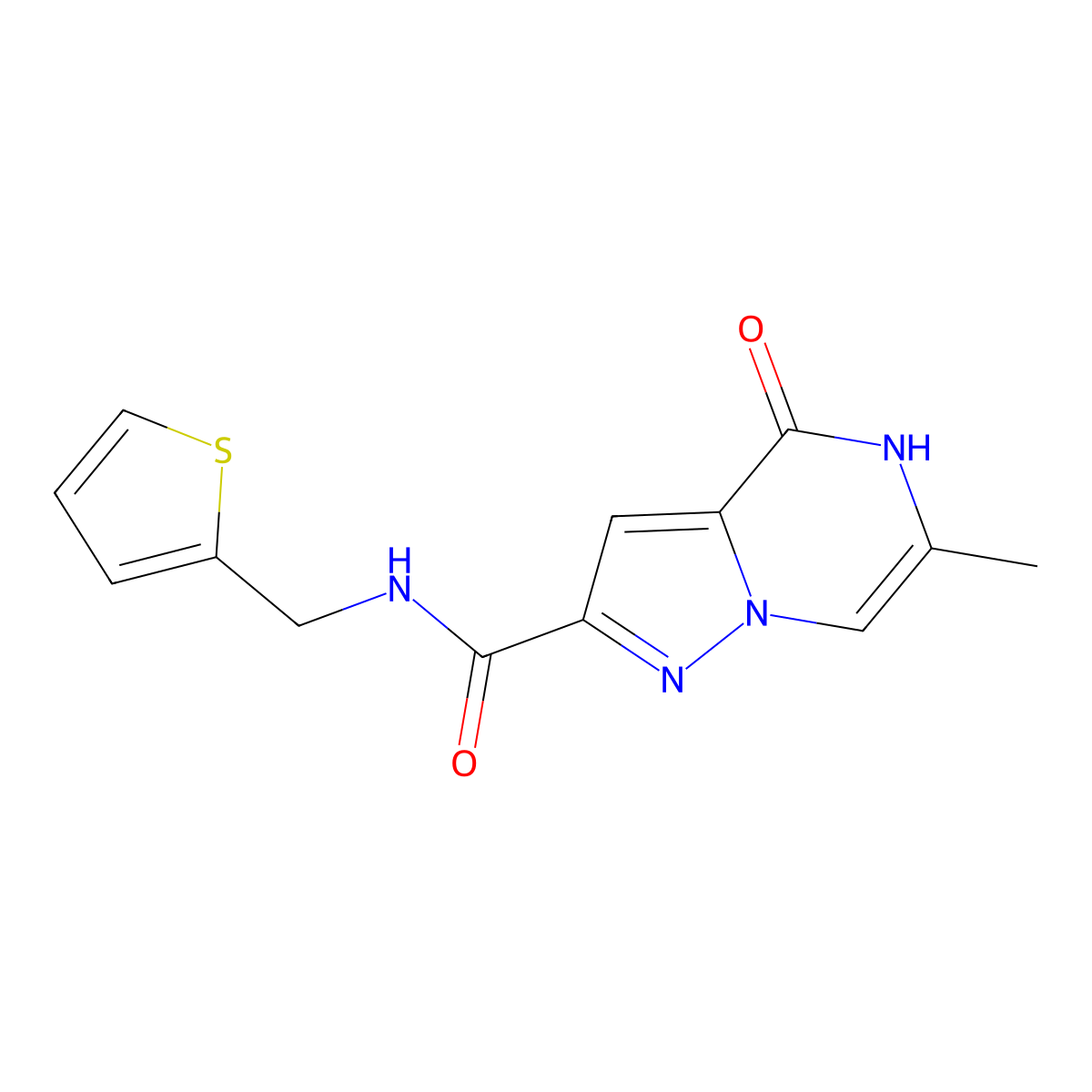 6-methyl-4-oxo-N-(2-thienylmethyl)-4,5-dihydropyrazolo[1,5-a]pyrazine-2-carboxamide molecular structure, CAS 2108716-19-2