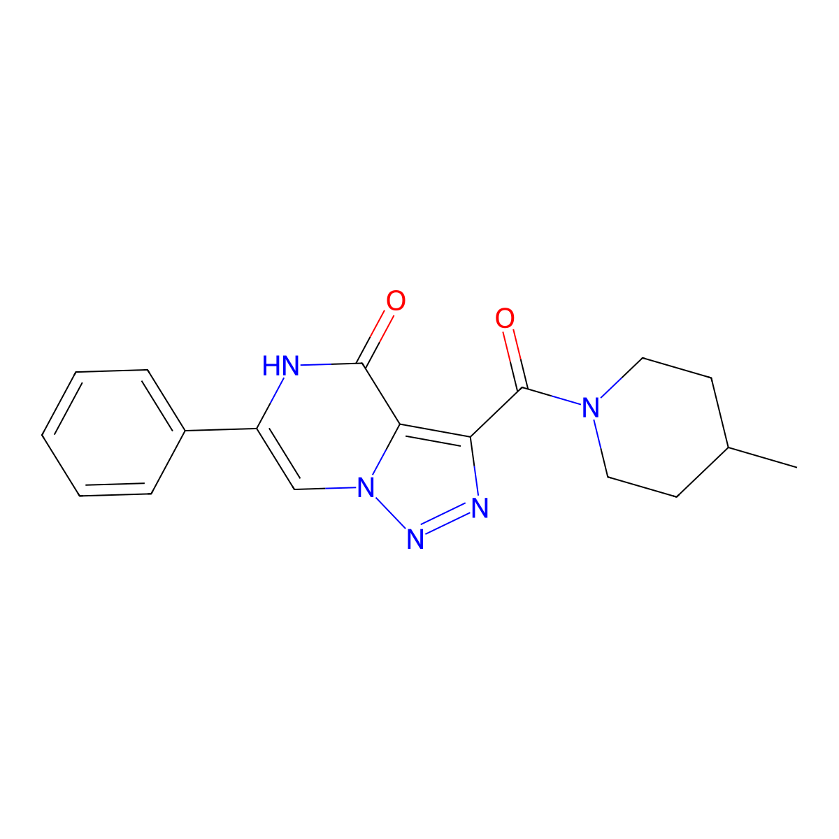 3-[(4-methylpiperidin-1-yl)carbonyl]-6-phenyl[1,2,3]triazolo[1,5-a]pyrazin-4(5H)-one molecular structure, CAS 2108716-28-3
