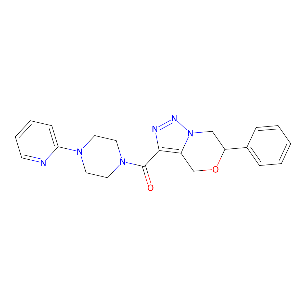 6-phenyl-3-[(4-pyridin-2-ylpiperazin-1-yl)carbonyl]-6,7-dihydro-4H-[1,2,3]triazolo[5,1-c][1,4]oxazine molecular structure, CAS 2108718-07-4