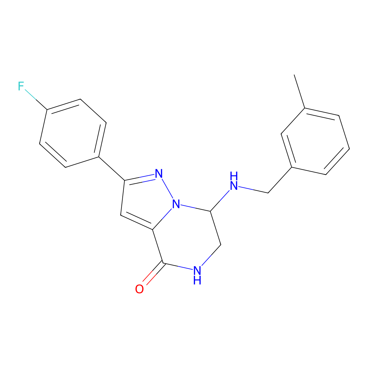 2-(4-fluorophenyl)-7-[(3-methylbenzyl)amino]-6,7-dihydropyrazolo[1,5-a]pyrazin-4(5H)-one molecular structure, CAS 2108718-52-9