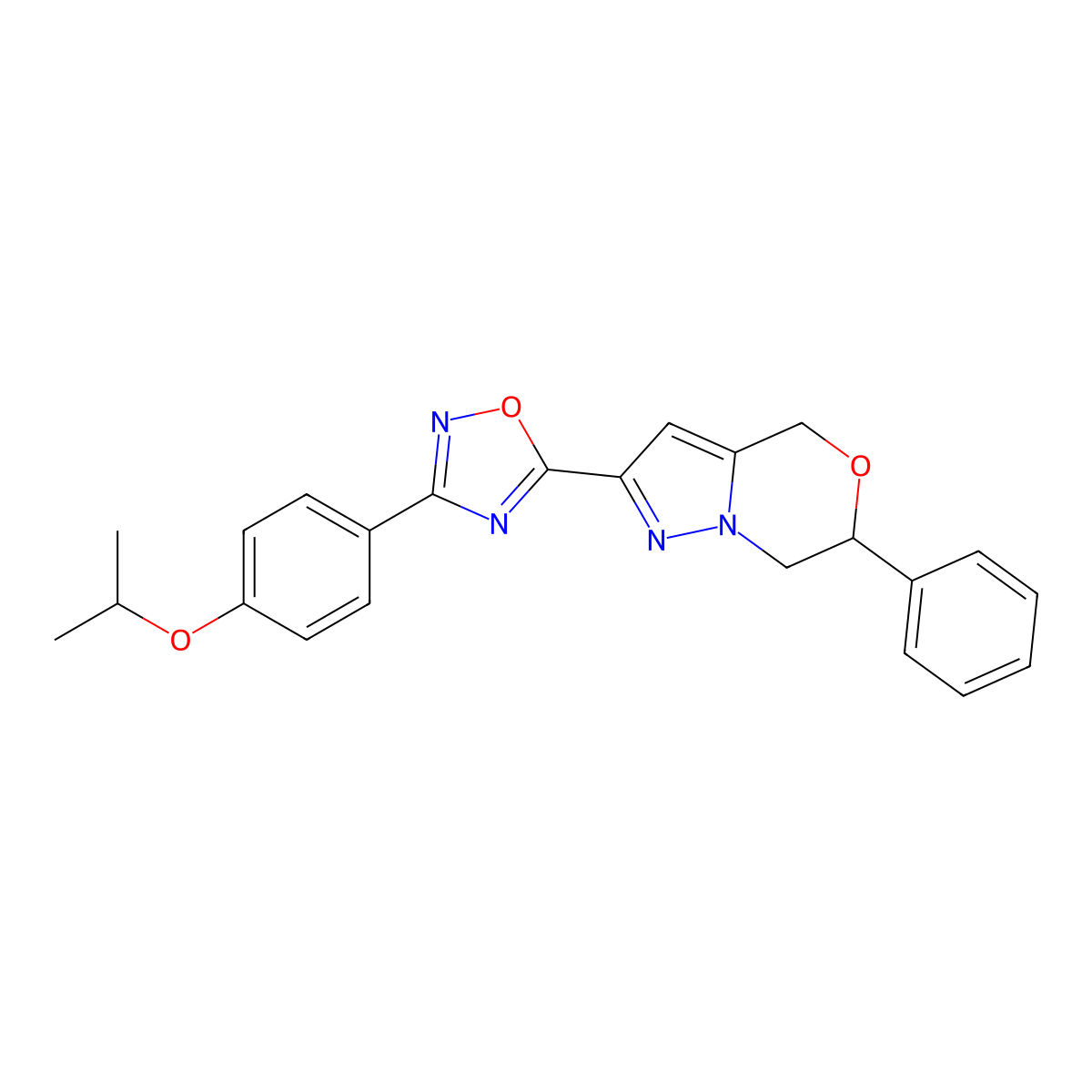 5-{6-phenyl-4H,6H,7H-pyrazolo[3,2-c][1,4]oxazin-2-yl}-3-[4-(propan-2-yloxy)phenyl]-1,2,4-oxadiazole molecular structure, CAS 2108720-09-6
