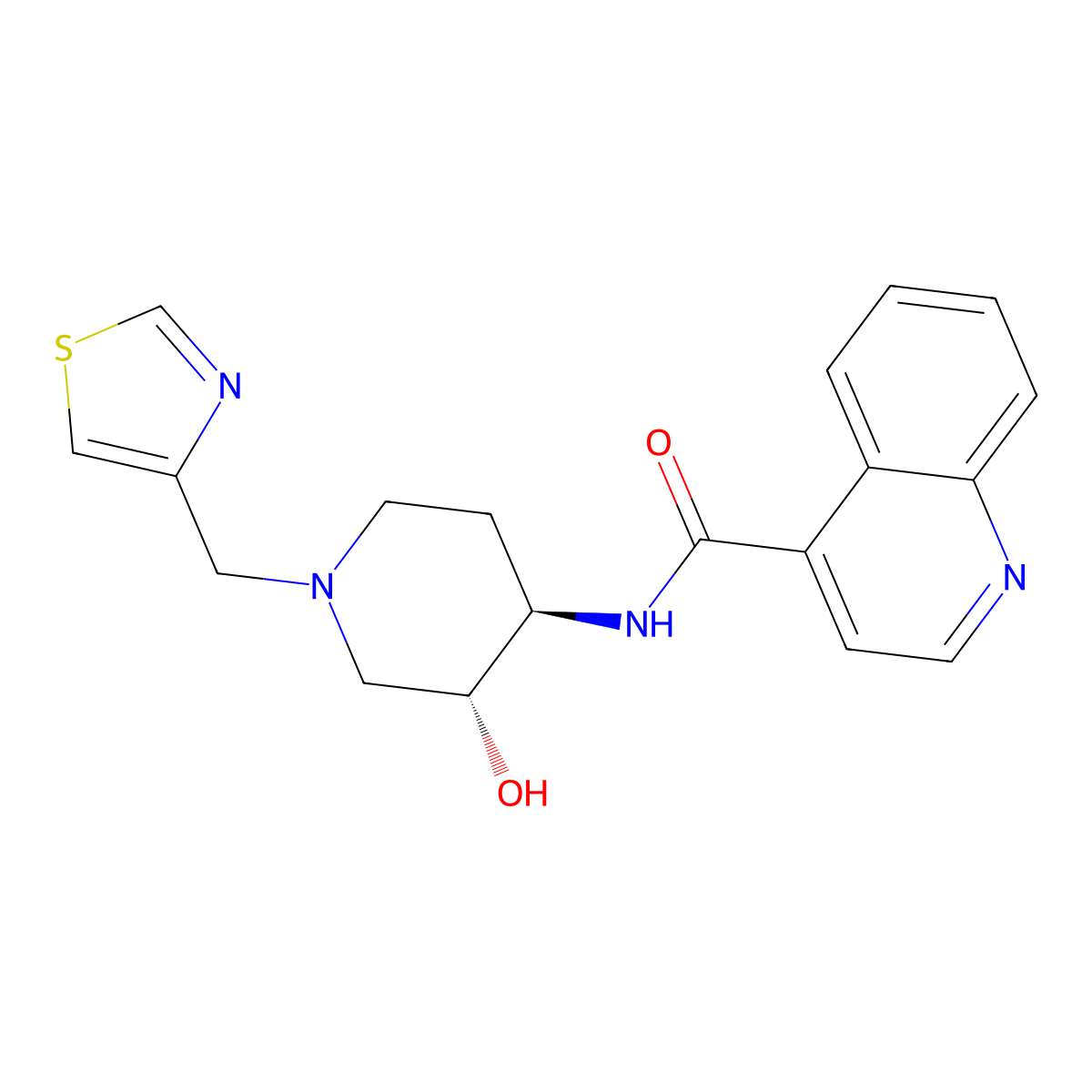 N-[(3R,4R)-3-Hydroxy-1-(1,3-thiazol-4-ylmethyl)piperidin-4-YL]quinoline-4-carboxamide molecular structure, CAS 2108722-95-6