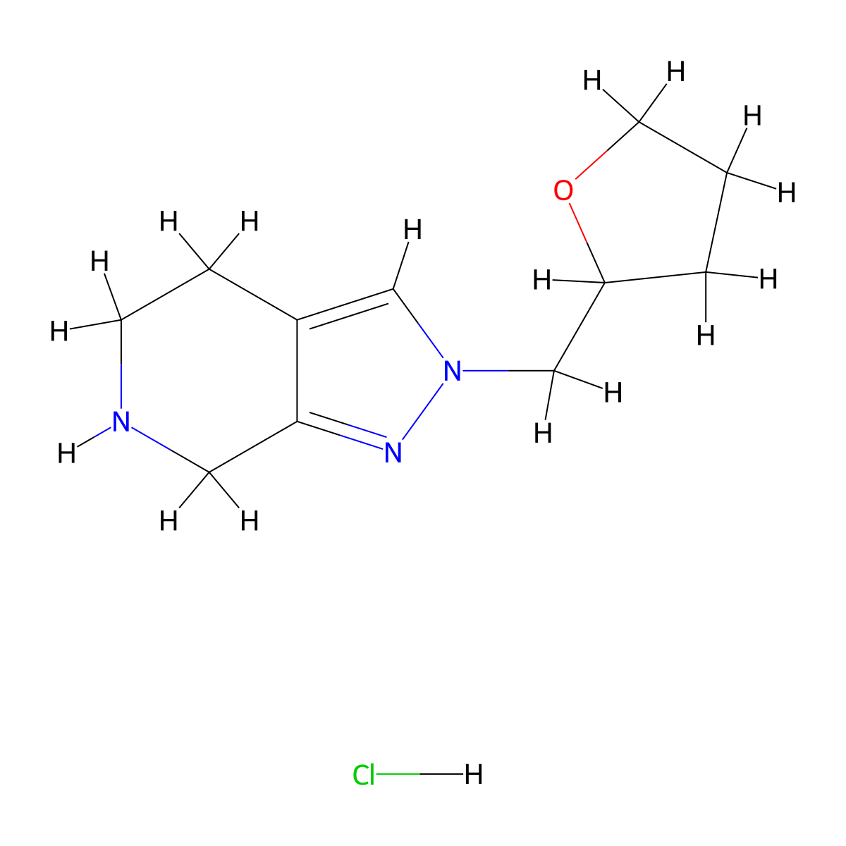 2-(Oxolan-2-ylmethyl)-4,5,6,7-tetrahydropyrazolo[3,4-c]pyridine;hydrochloride molecular structure, CAS 2108723-45-9