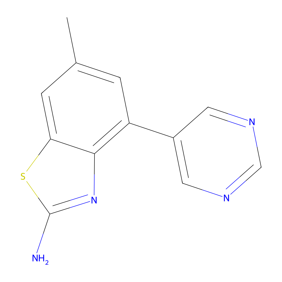 6-Methyl-4-(pyrimidin-5-yl)benzo[d]thiazol-2-amine molecular structure, CAS 2108726-16-3