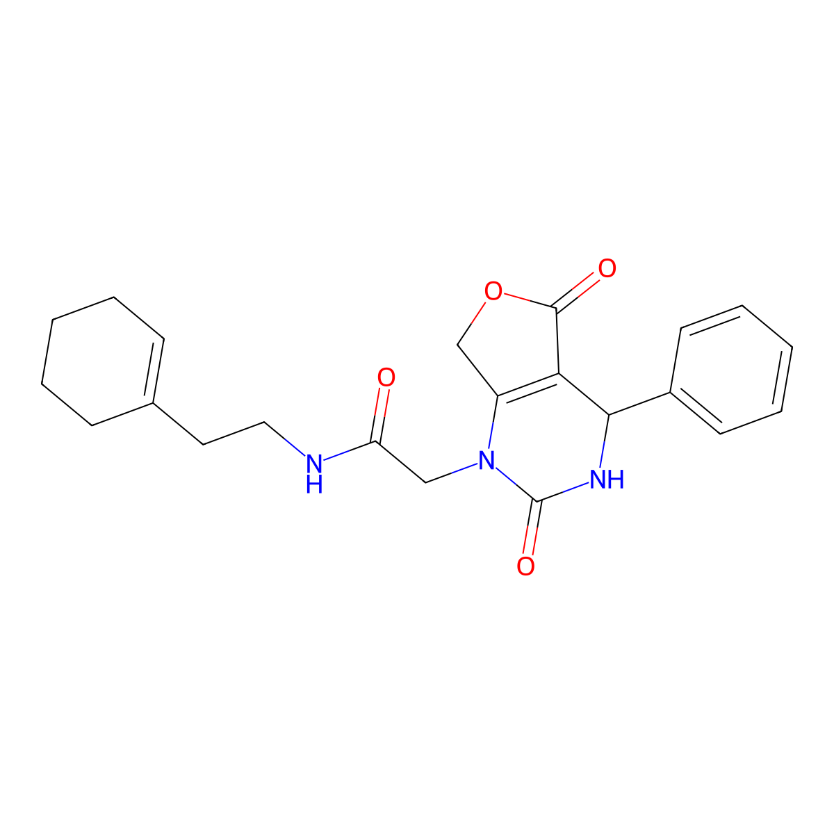 N-[2-(cyclohex-1-en-1-yl)ethyl]-2-{2,5-dioxo-4-phenyl-1H,2H,3H,4H,5H,7H-furo[3,4-d]pyrimidin-1-yl}acetamide molecular structure, CAS 2108729-73-1
