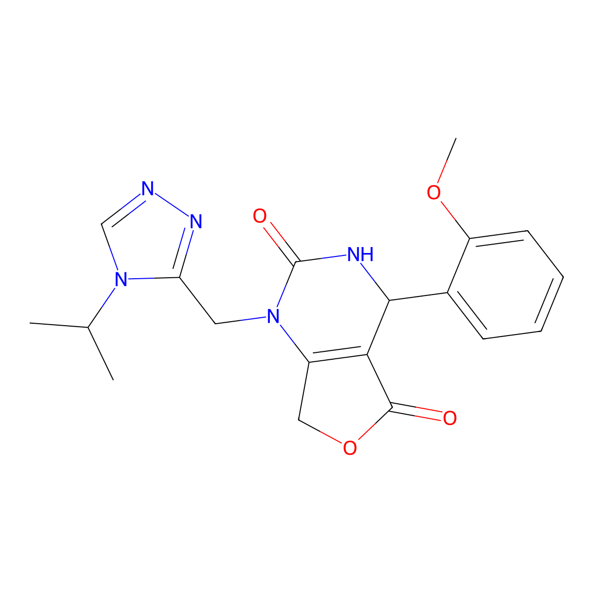 4-(2-methoxyphenyl)-1-{[4-(propan-2-yl)-4H-1,2,4-triazol-3-yl]methyl}-1H,2H,3H,4H,5H,7H-furo[3,4-d]pyrimidine-2,5-dione molecular structure, CAS 2108729-89-9