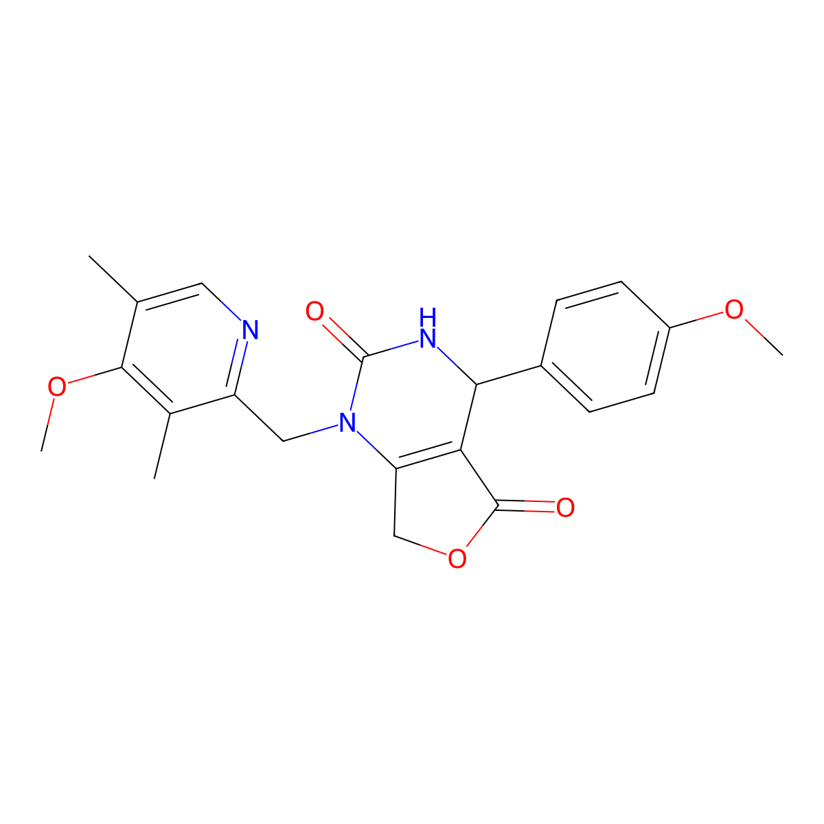 1-[(4-methoxy-3,5-dimethylpyridin-2-yl)methyl]-4-(4-methoxyphenyl)-4,7-dihydro-3H-furo[3,4-d]pyrimidine-2,5-dione molecular structure, CAS 2108730-02-3
