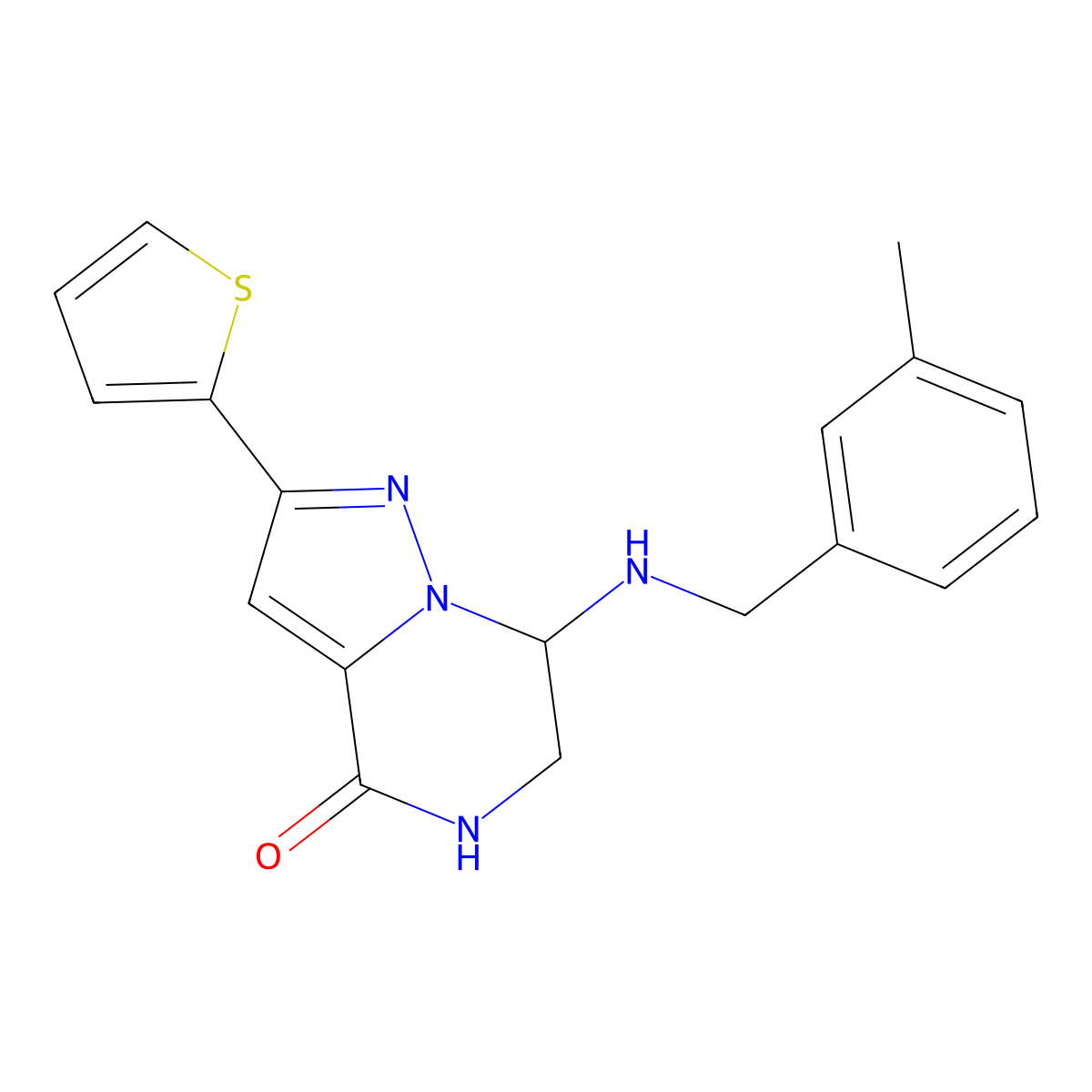 7-[(3-methylbenzyl)amino]-2-(2-thienyl)-6,7-dihydropyrazolo[1,5-a]pyrazin-4(5H)-one molecular structure, CAS 2108730-78-3
