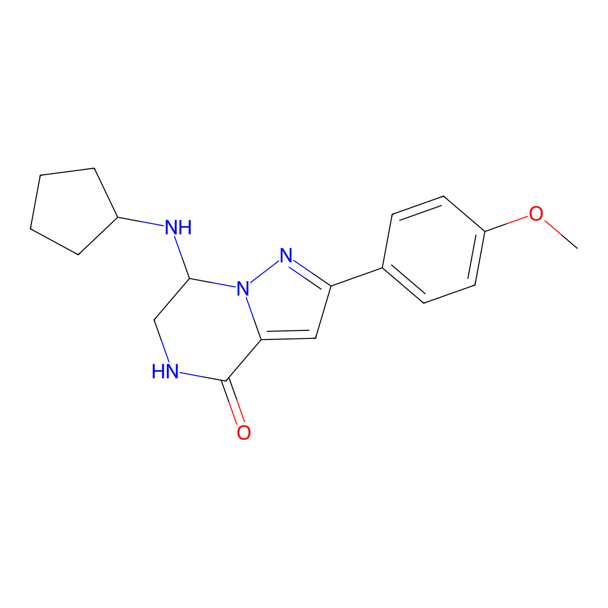 7-(cyclopentylamino)-2-(4-methoxyphenyl)-6,7-dihydropyrazolo[1,5-a]pyrazin-4(5H)-one molecular structure, CAS 2108741-10-0