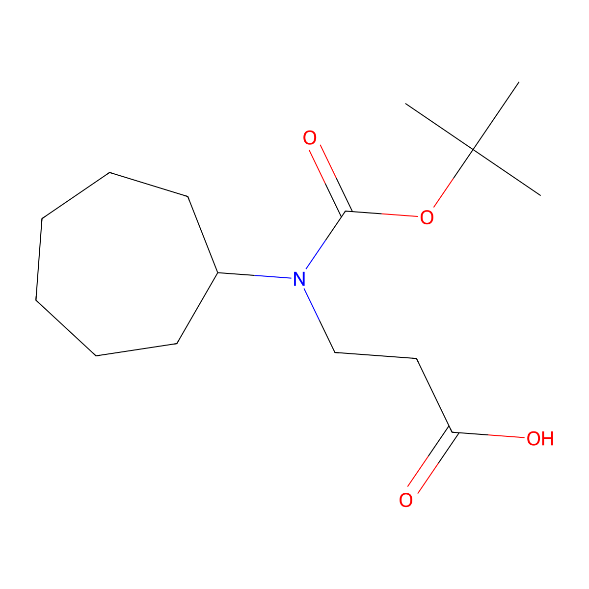 3-{[(Tert-butoxy)carbonyl](cycloheptyl)amino}propanoic acid molecular structure, CAS 2108754-40-9