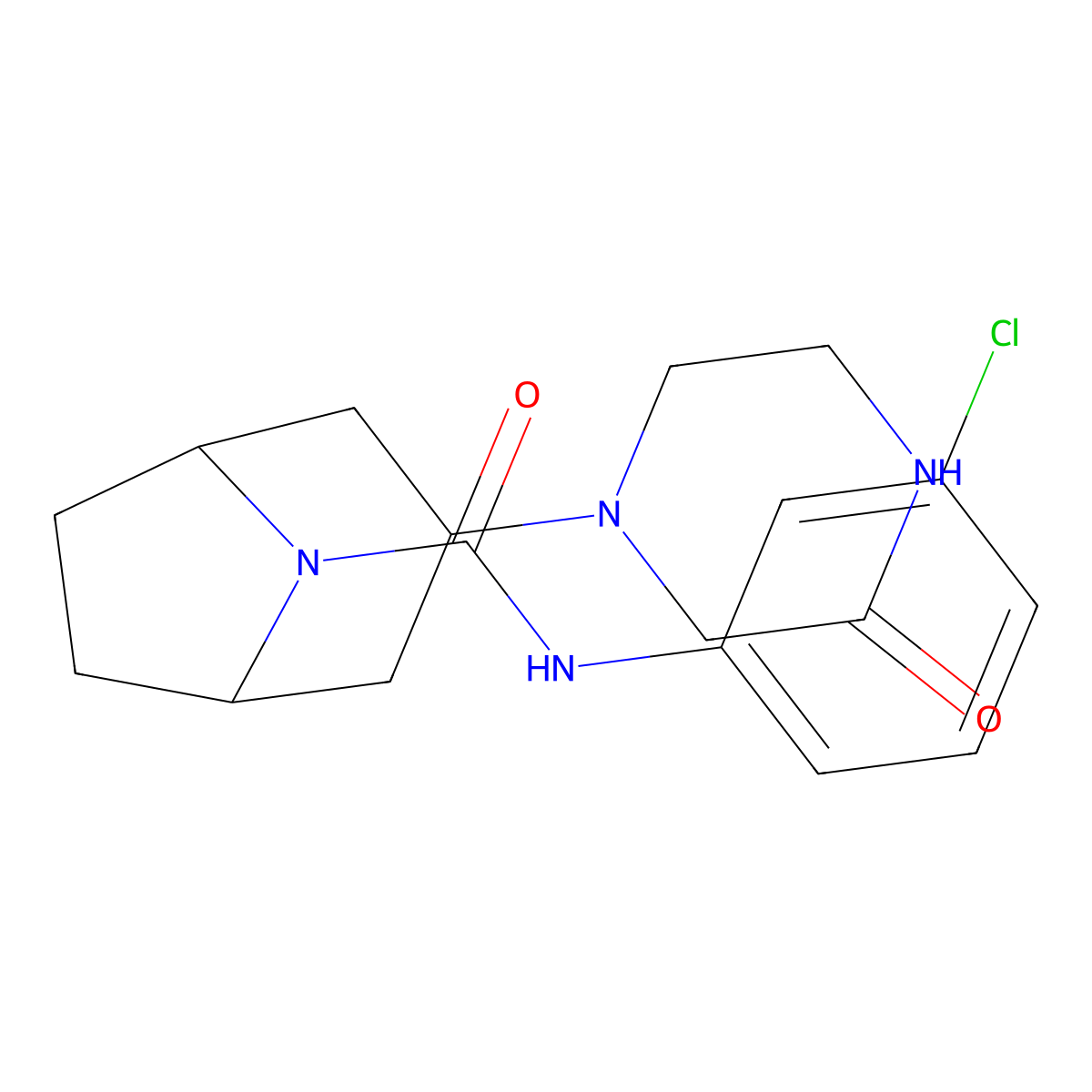 N-(3-chlorophenyl)-3-(3-oxopiperazin-1-yl)-8-azabicyclo[3.2.1]octane-8-carboxamide molecular structure, CAS 2108761-94-8