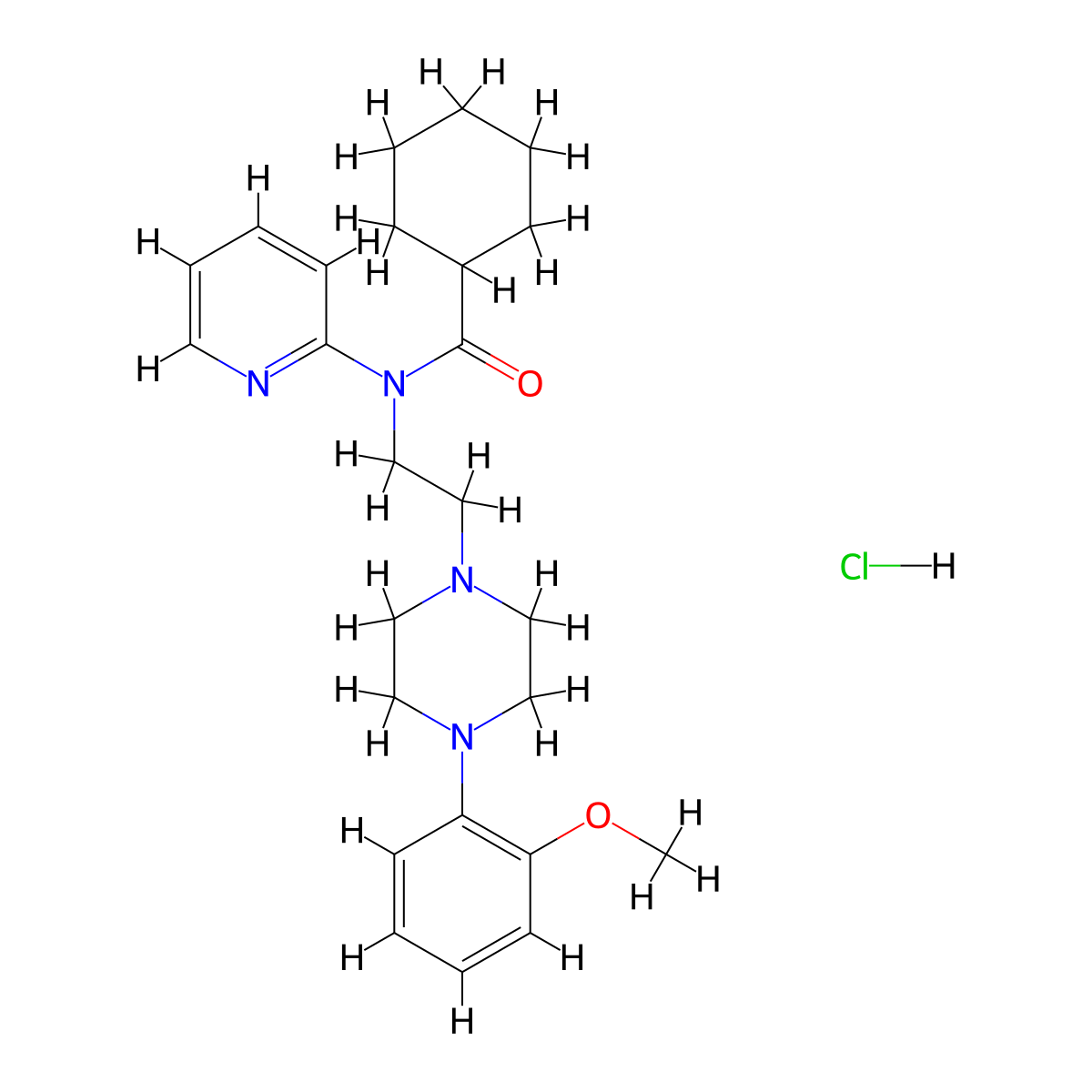N-(2-(4-(2-Methoxyphenyl)piperazin-1-yl)ethyl)-N-(pyridin-2-yl)cyclohexanecarboxamide hydrochloride molecular structure, CAS 2108780-55-6
