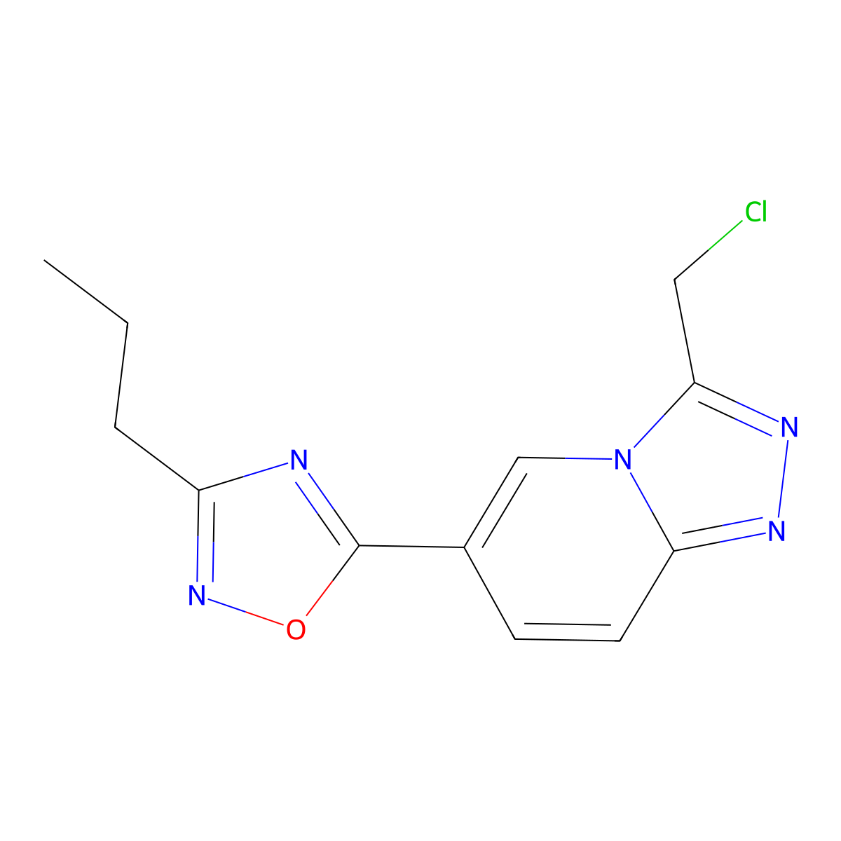 5-[3-(Chloromethyl)-[1,2,4]triazolo[4,3-a]pyridin-6-yl]-3-propyl-1,2,4-oxadiazole molecular structure, CAS 2108780-84-1
