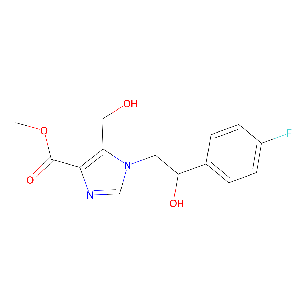 methyl 1-[2-(4-fluorophenyl)-2-hydroxyethyl]-5-(hydroxymethyl)-1H-imidazole-4-carboxylate molecular structure, CAS 2108780-86-3