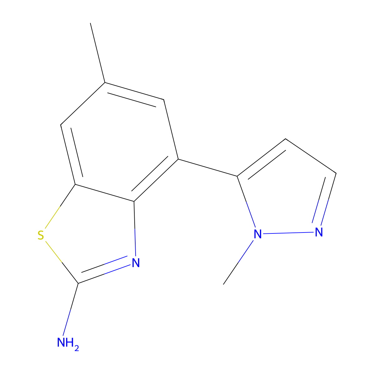 6-Methyl-4-(1-methyl-1H-pyrazol-5-yl)benzo[d]thiazol-2-amine molecular structure, CAS 2108787-99-9