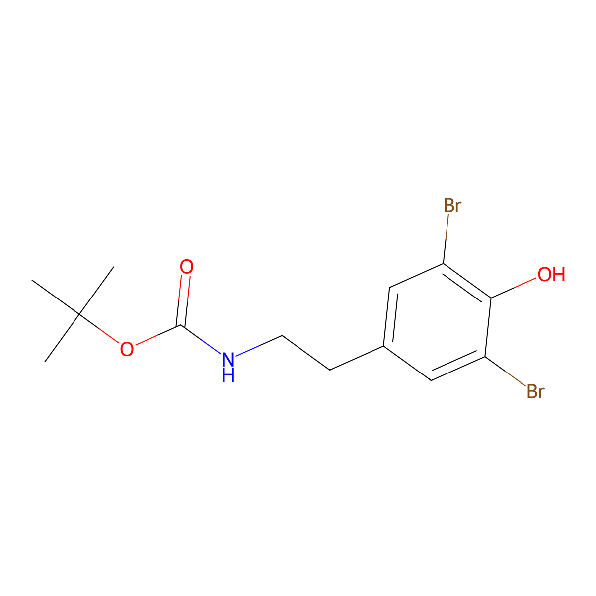 tert-Butyl (3,5-dibromo-4-hydroxyphenethyl)carbamate molecular structure, CAS 210880-88-9
