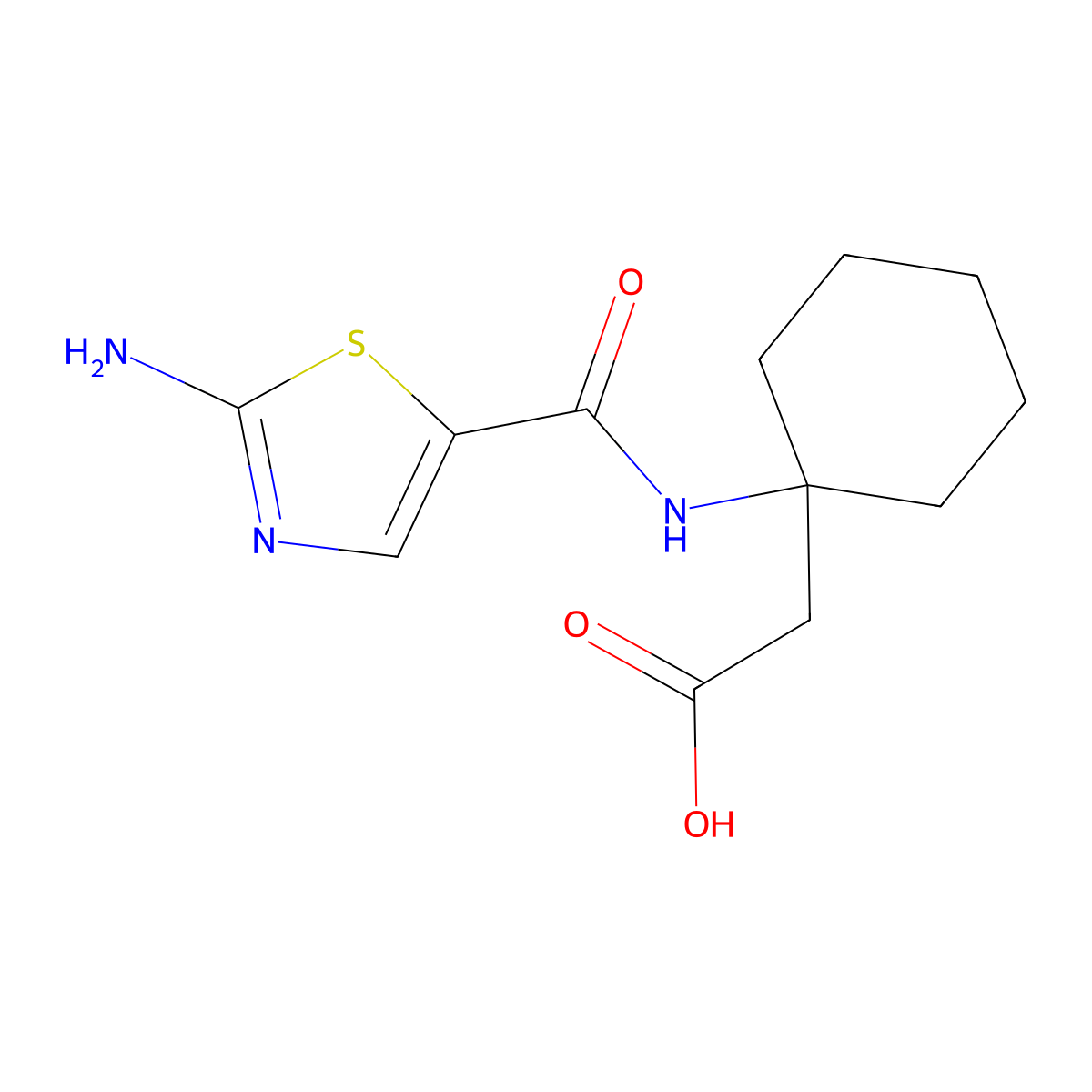 Cyclohexaneacetic acid, 1-[[(2-amino-5-thiazolyl)carbonyl]amino]- molecular structure, CAS 2108804-79-9