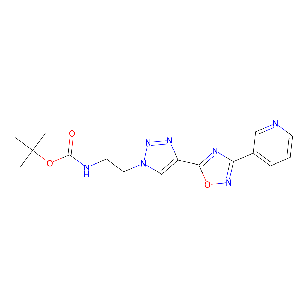 tert-butyl N-[2-[4-(3-pyridin-3-yl-1,2,4-oxadiazol-5-yl)triazol-1-yl]ethyl]carbamate molecular structure, CAS 2108805-39-4