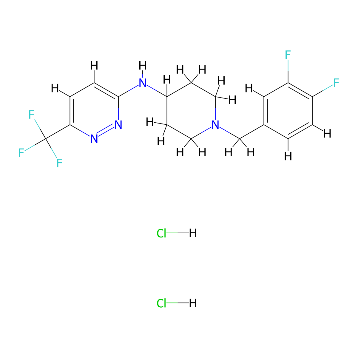 3-Pyridazinamine, N-(1-((3,4-difluorophenyl)methyl)-4-piperidinyl)-6-(trifluoromethyl)-, hydrochloride (1:2) molecular structure, CAS 2108806-02-4