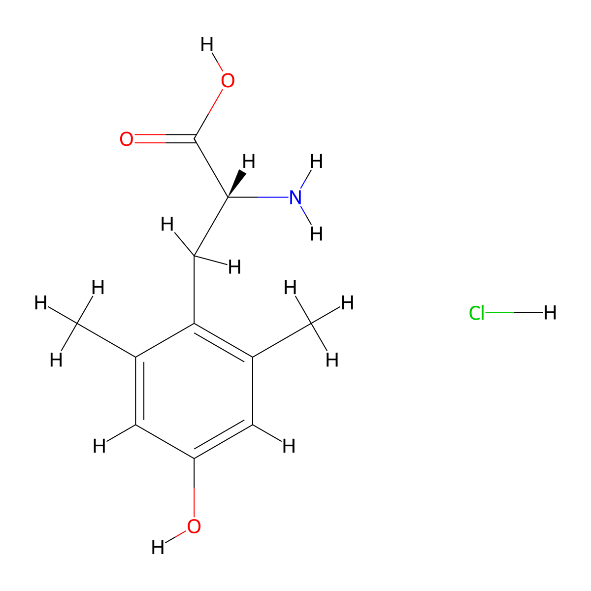 (R)-2-amino-3-(4-hydroxy-2,6-dimethylphenyl)propanoic acid hydrochloride molecular structure, CAS 2108806-15-9