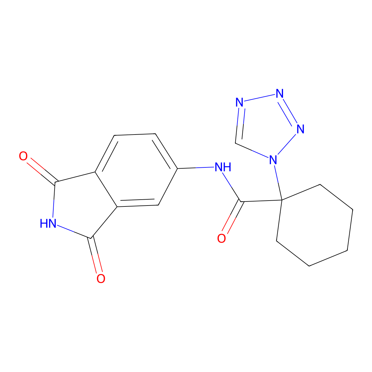 N-(1,3-dioxo-2,3-dihydro-1H-isoindol-5-yl)-1-(1H-tetrazol-1-yl)cyclohexanecarboxamide molecular structure, CAS 2108806-16-0