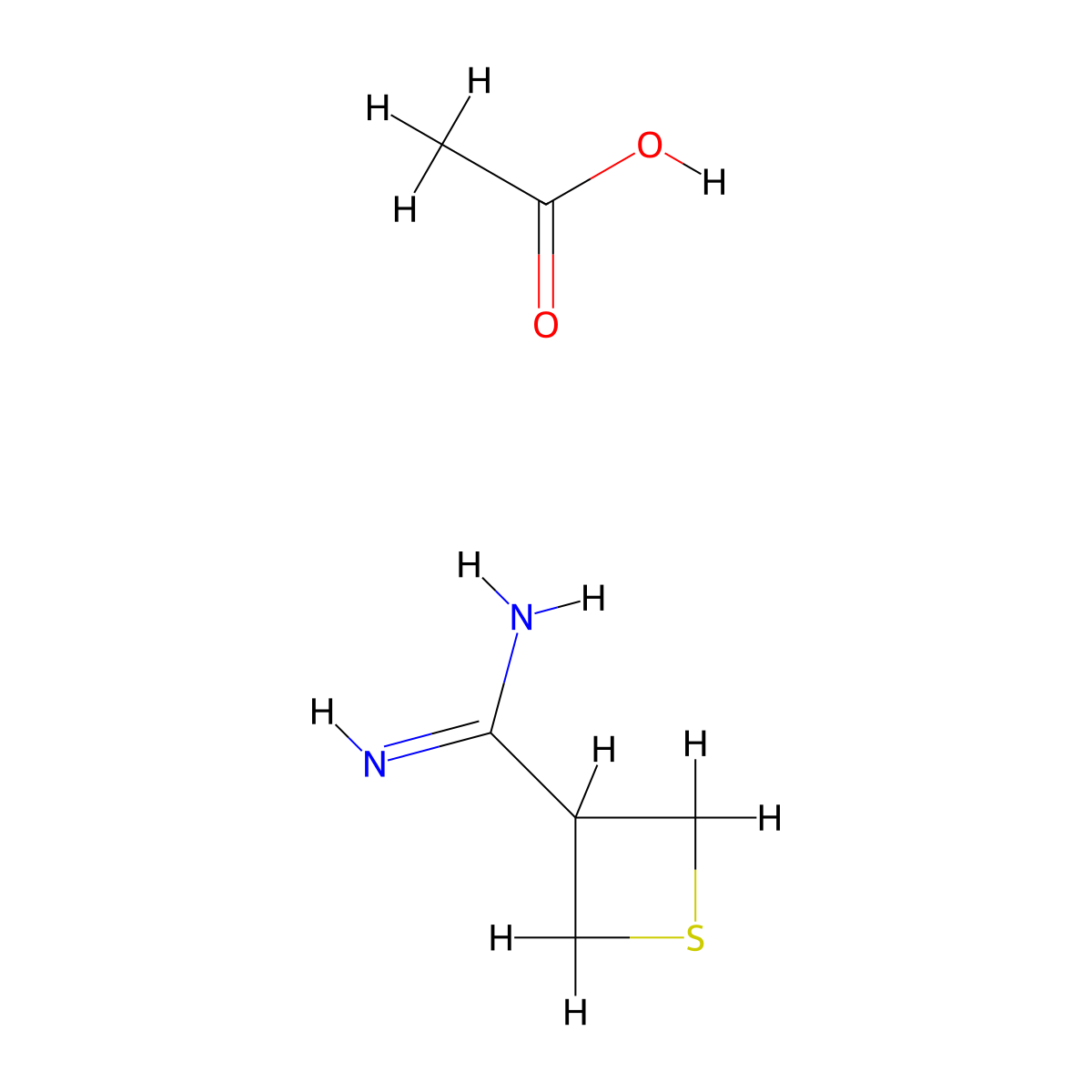 Acetic acid, thietane-3-carboximidamide molecular structure, CAS 2108806-65-9