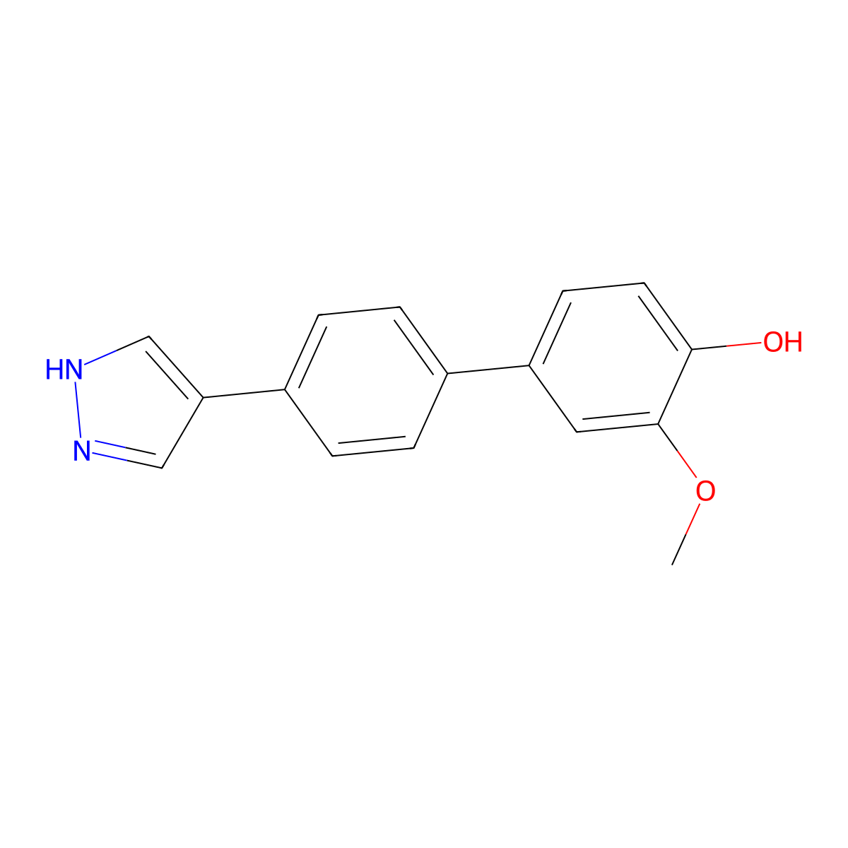 2-methoxy-4-[4-(1H-pyrazol-4-yl)phenyl]phenol molecular structure, CAS 2108806-95-5