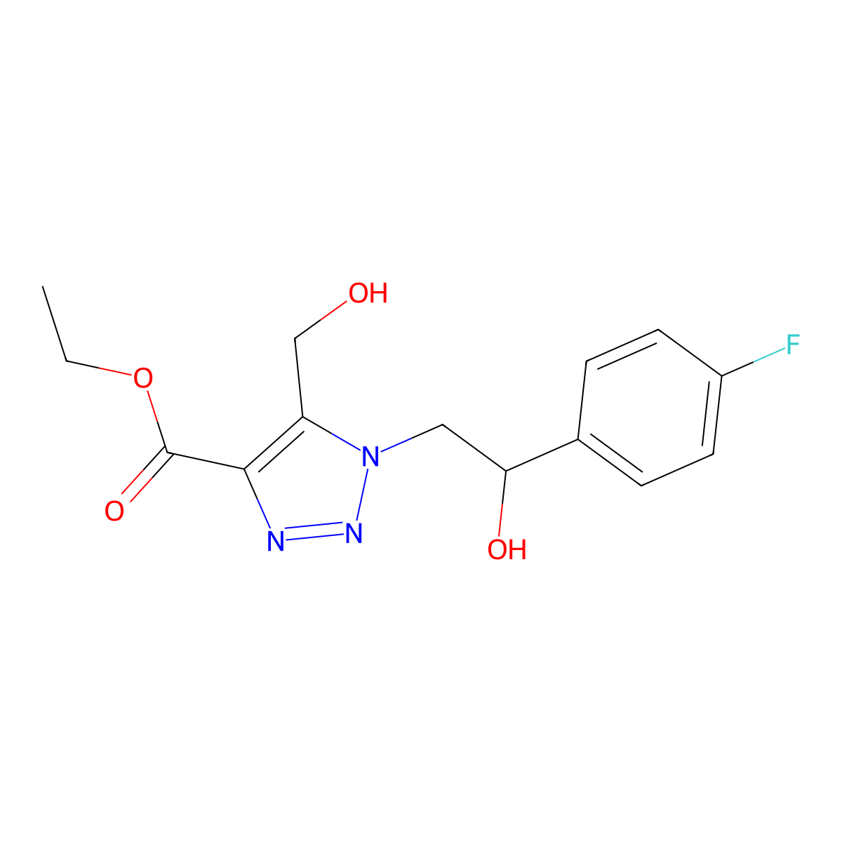 ethyl 1-[2-(4-fluorophenyl)-2-hydroxyethyl]-5-(hydroxymethyl)-1H-1,2,3-triazole-4-carboxylate molecular structure, CAS 2108810-98-4