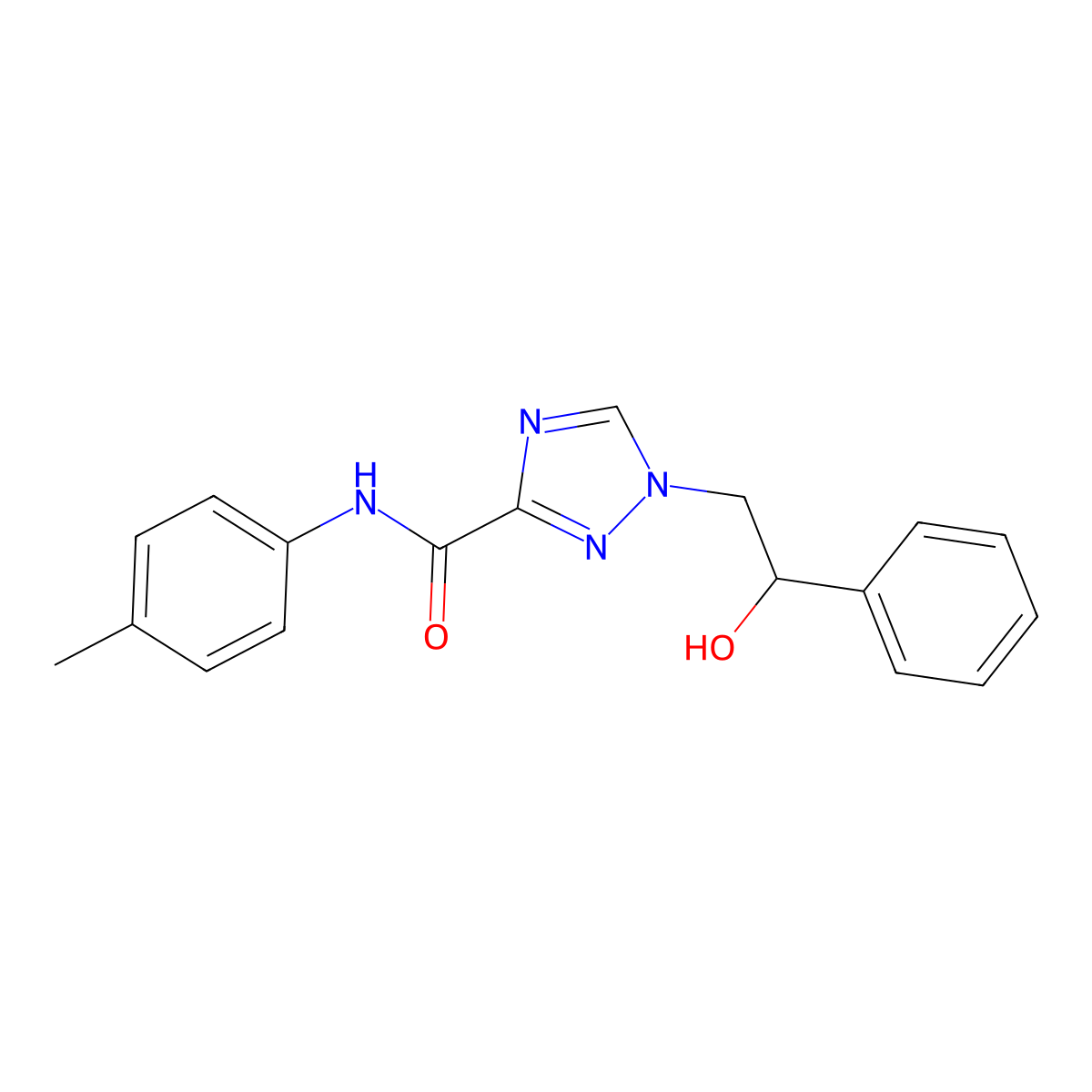 1-(2-hydroxy-2-phenylethyl)-N-(4-methylphenyl)-1H-1,2,4-triazole-3-carboxamide molecular structure, CAS 2108814-35-1