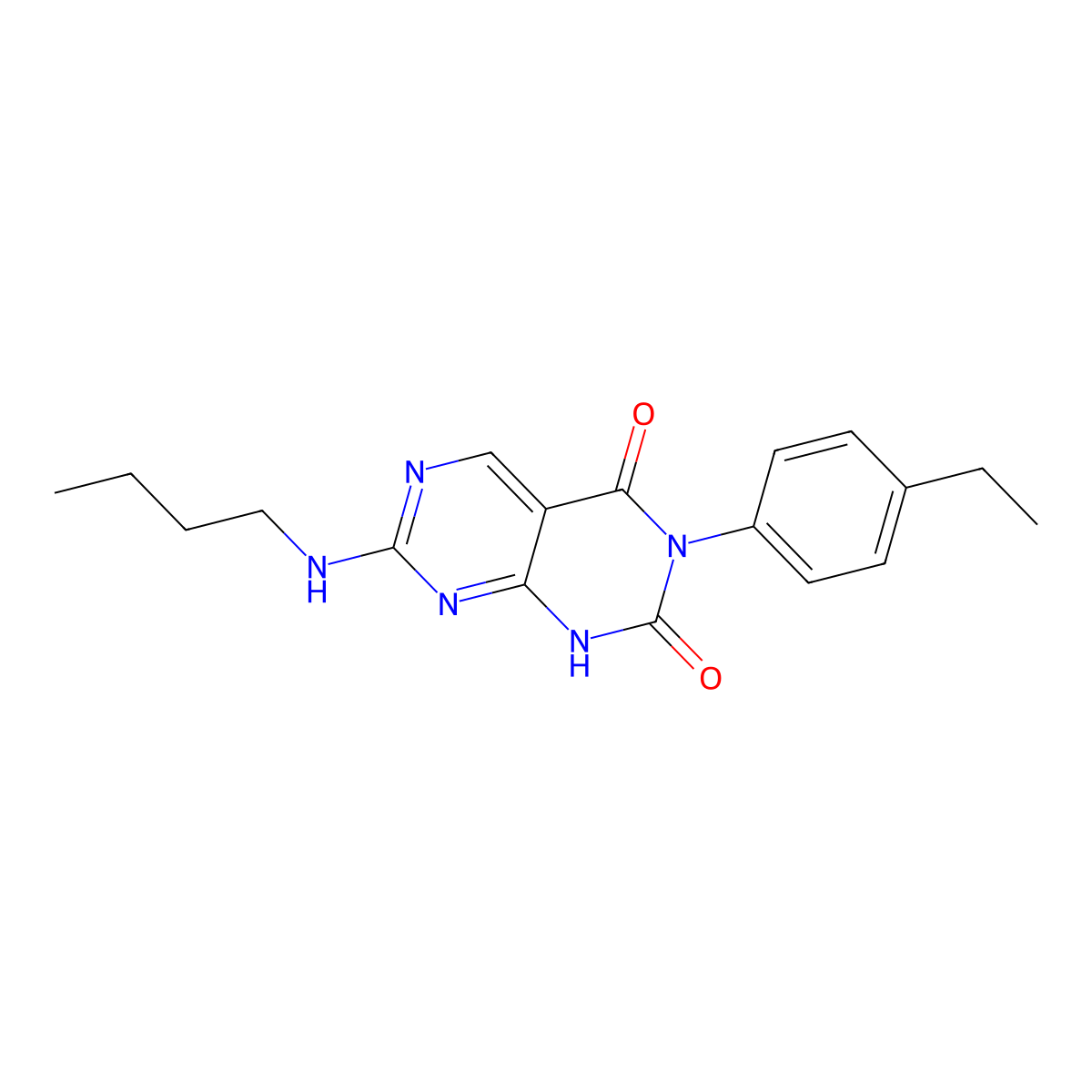 7-(butylamino)-3-(4-ethylphenyl)pyrimido[4,5-d]pyrimidine-2,4(1H,3H)-dione molecular structure, CAS 2108819-88-9