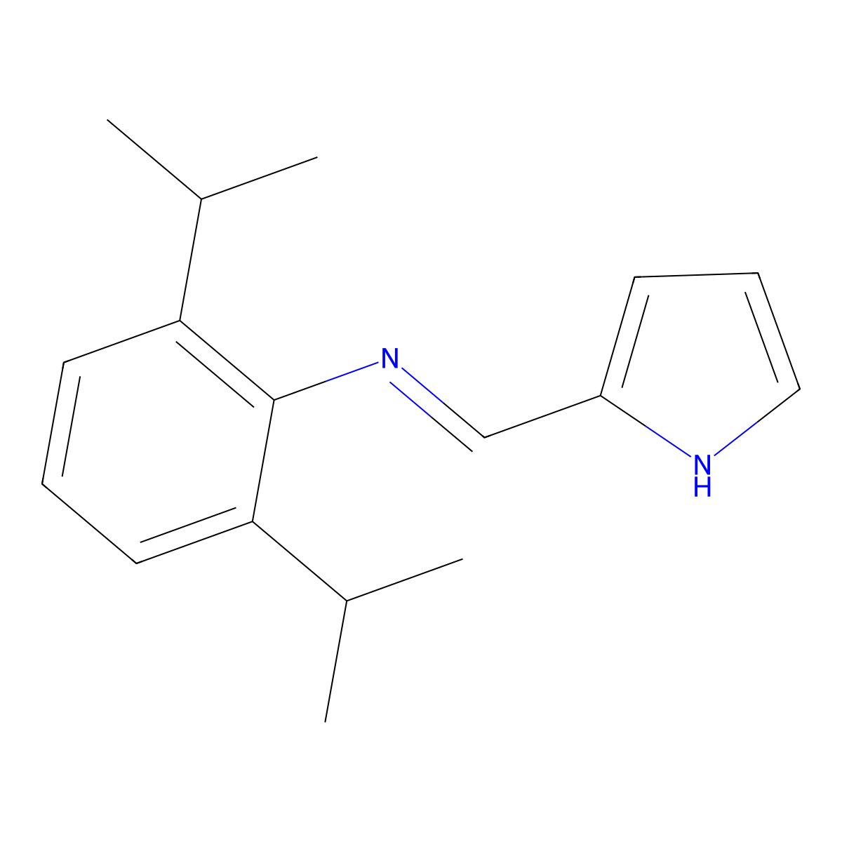 Benzenamine, 2,6-bis(1-methylethyl)-N-(1H-pyrrol-2-ylmethylene)- molecular structure, CAS 210882-44-3