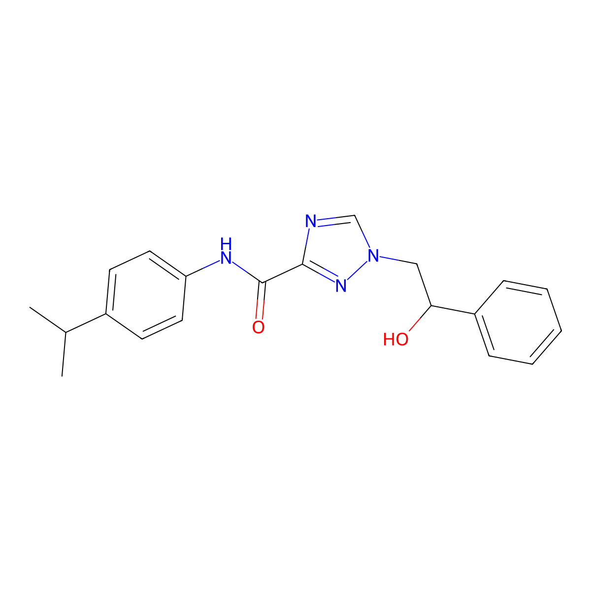 1-(2-hydroxy-2-phenylethyl)-N-(4-isopropylphenyl)-1H-1,2,4-triazole-3-carboxamide molecular structure, CAS 2108825-60-9