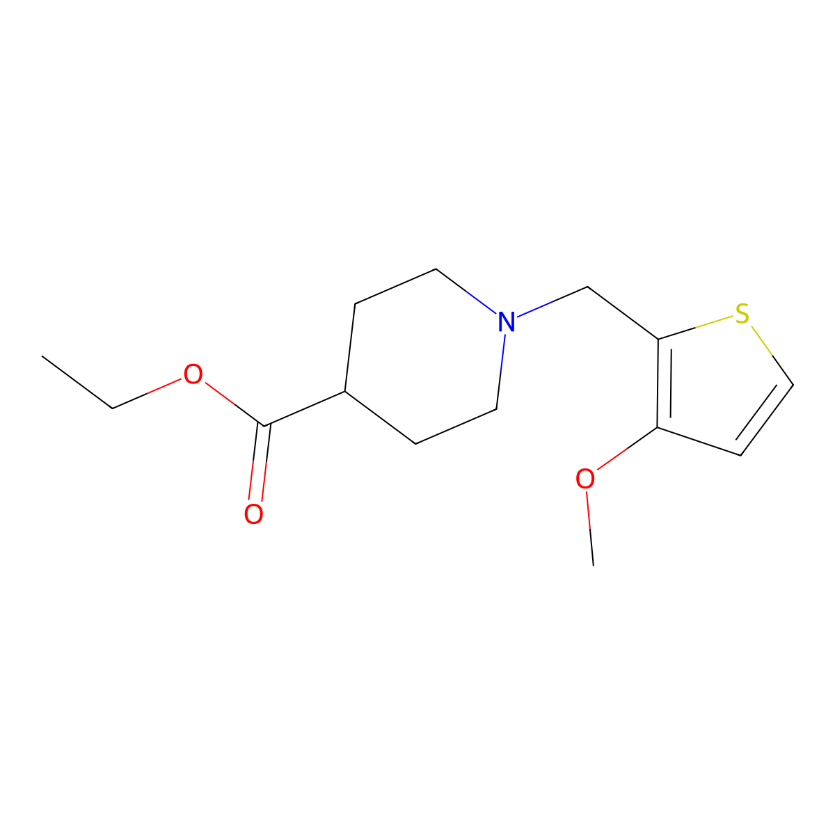 Ethyl 1-[(3-methoxythiophen-2-yl)methyl]piperidine-4-carboxylate molecular structure, CAS 2108826-53-3