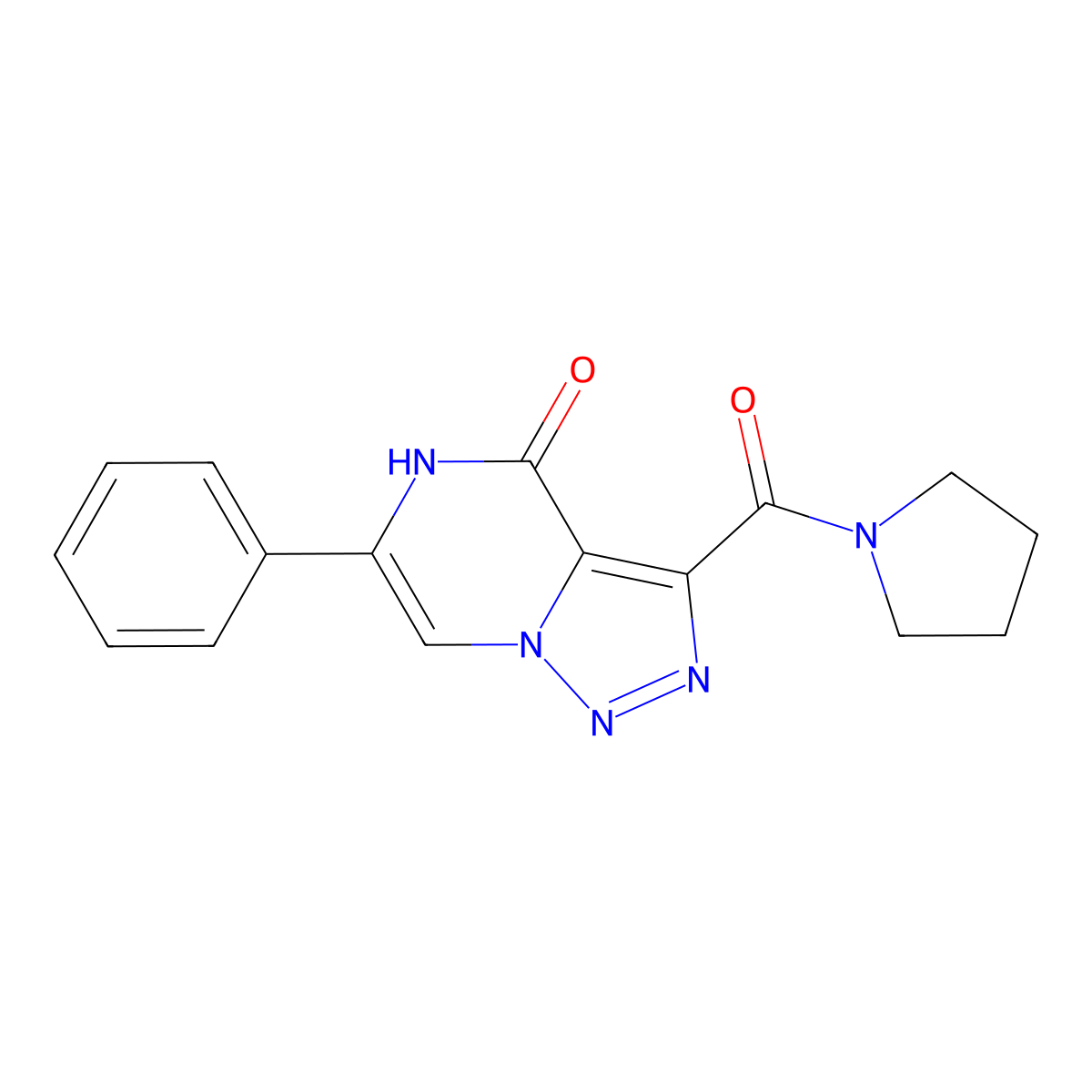 6-phenyl-3-(pyrrolidin-1-ylcarbonyl)[1,2,3]triazolo[1,5-a]pyrazin-4(5H)-one molecular structure, CAS 2108827-44-5